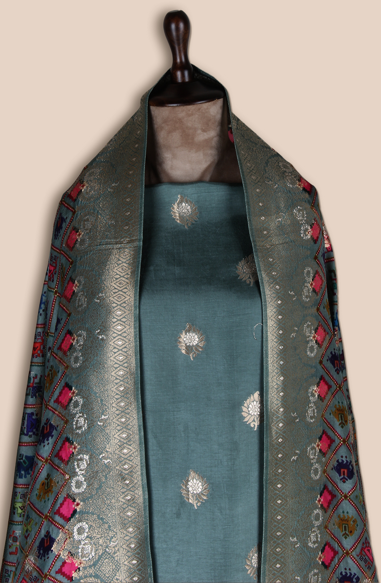 Pastel Green Modal Silk Unstitched Salwar Suit - EMP1204A