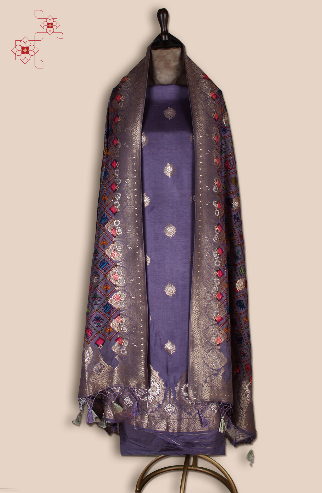 Purple Modal Silk Unstitched Salwar Suit - EMP1204B