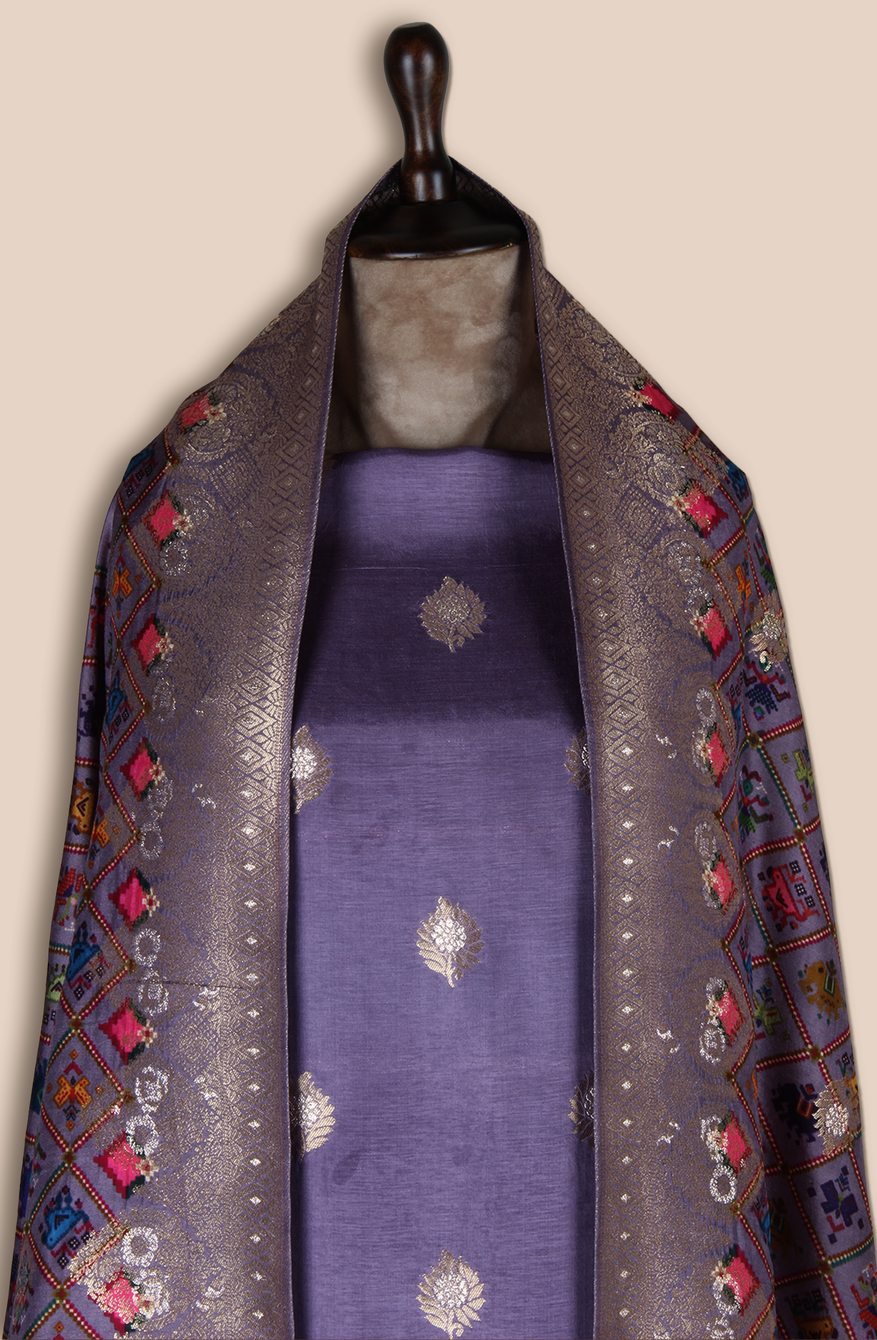 Purple Modal Silk Unstitched Salwar Suit - EMP1204B