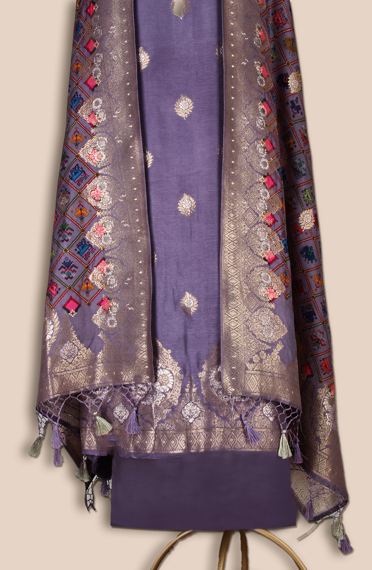Purple Modal Silk Unstitched Salwar Suit - EMP1204B