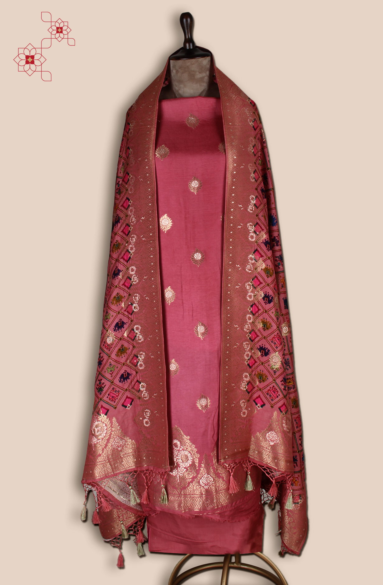 Pink Modal Silk Unstitched Salwar Suit - EMP1204C