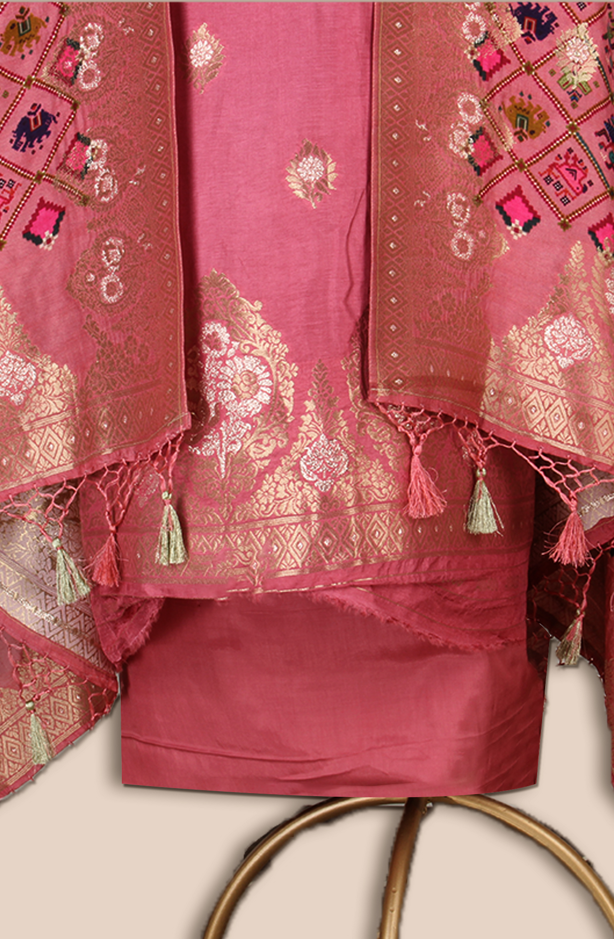 Pink Modal Silk Unstitched Salwar Suit - EMP1204C