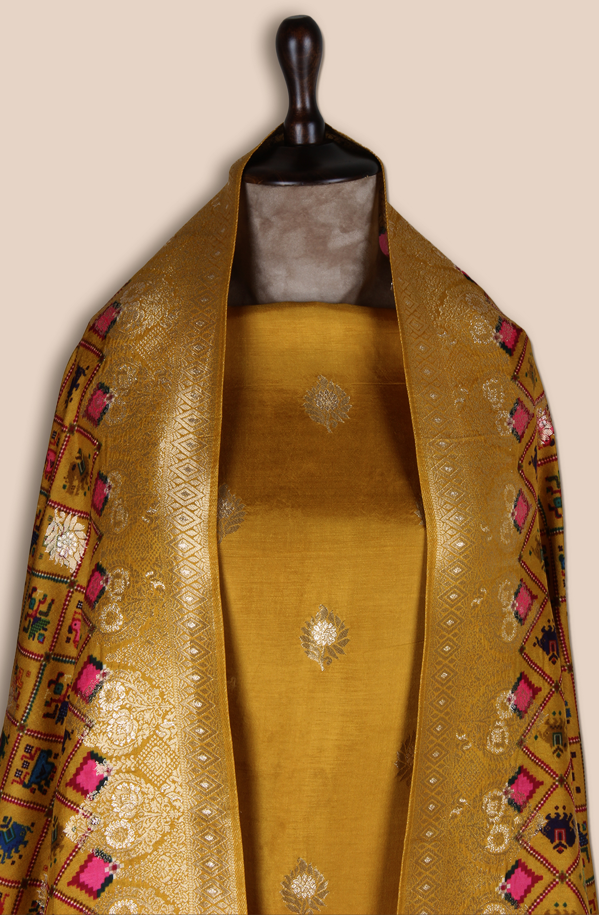 Mustard Yellow Modal Silk Unstitched Salwar Suit - EMP1204D