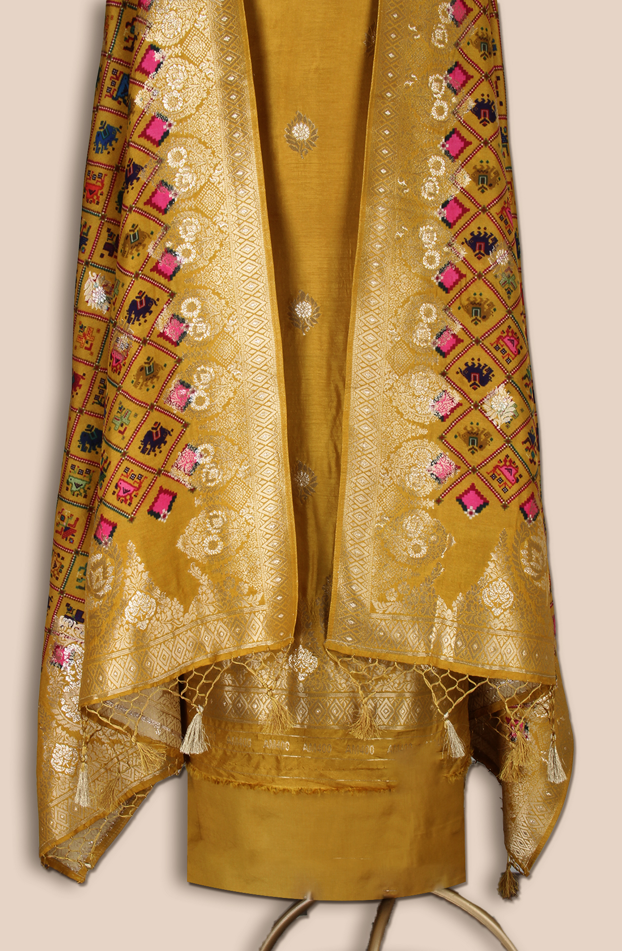 Mustard Yellow Modal Silk Unstitched Salwar Suit - EMP1204D