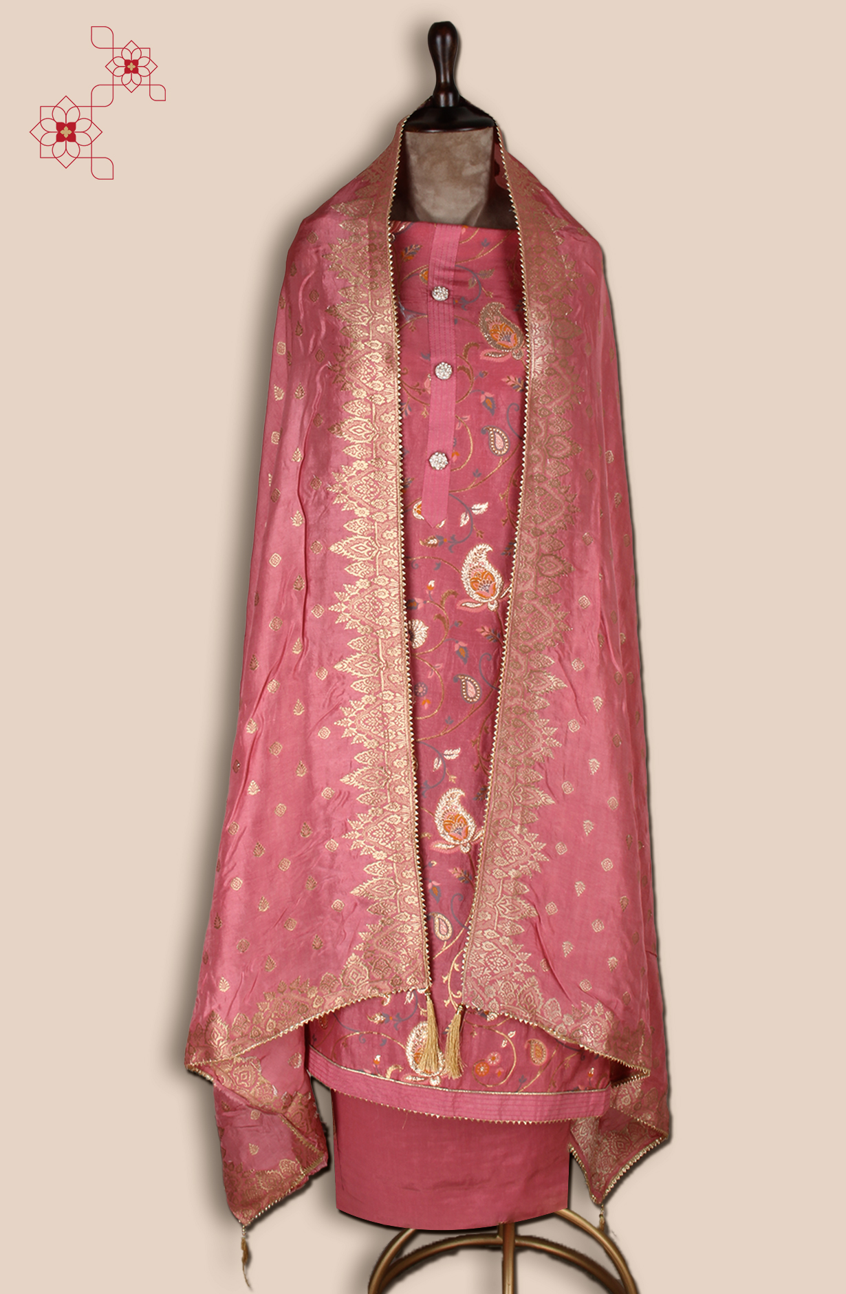 Pink Modal Silk Unstitched Salwar Kameez - EMP160