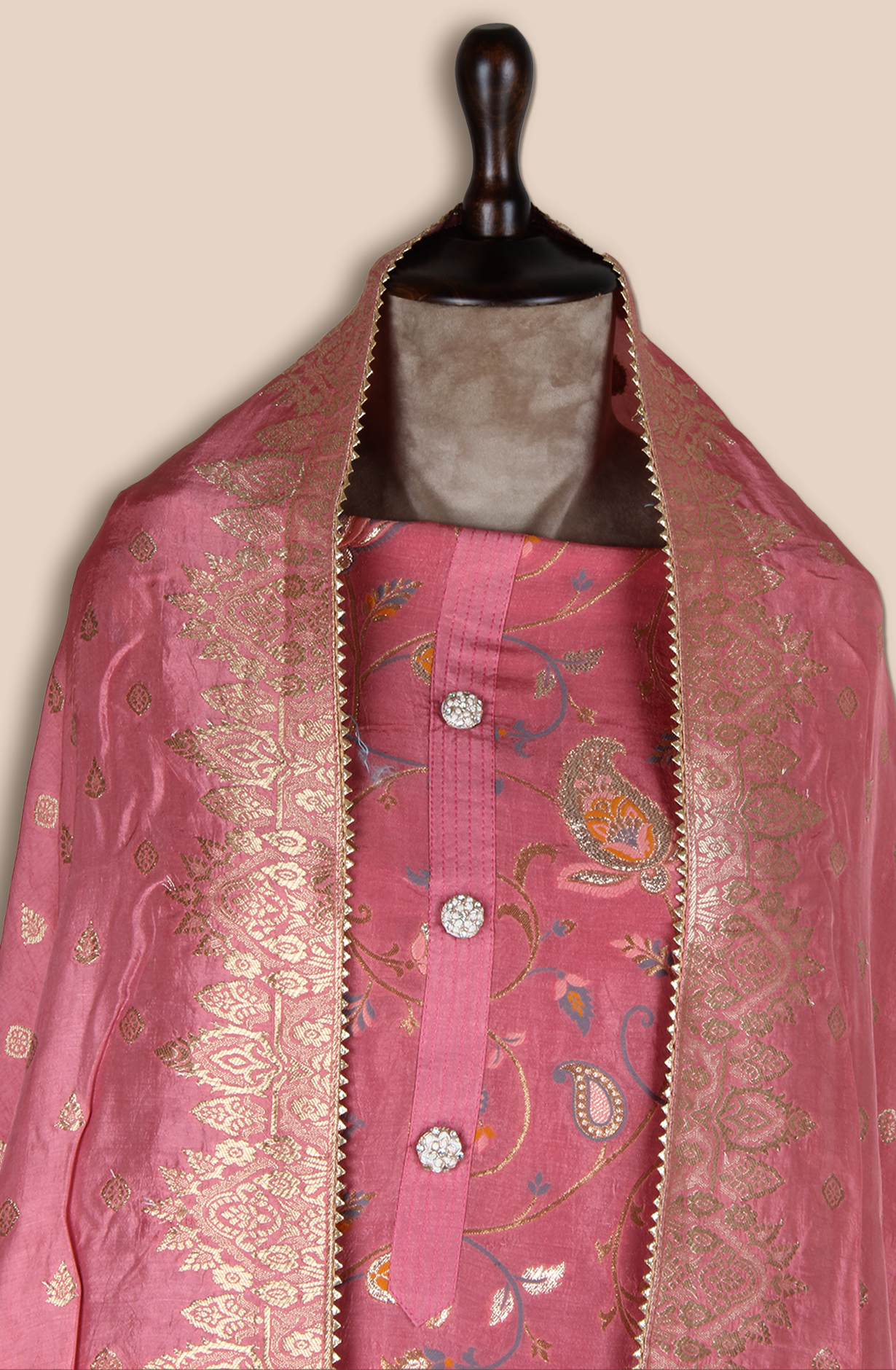 Pink Modal Silk Unstitched Salwar Kameez - EMP160