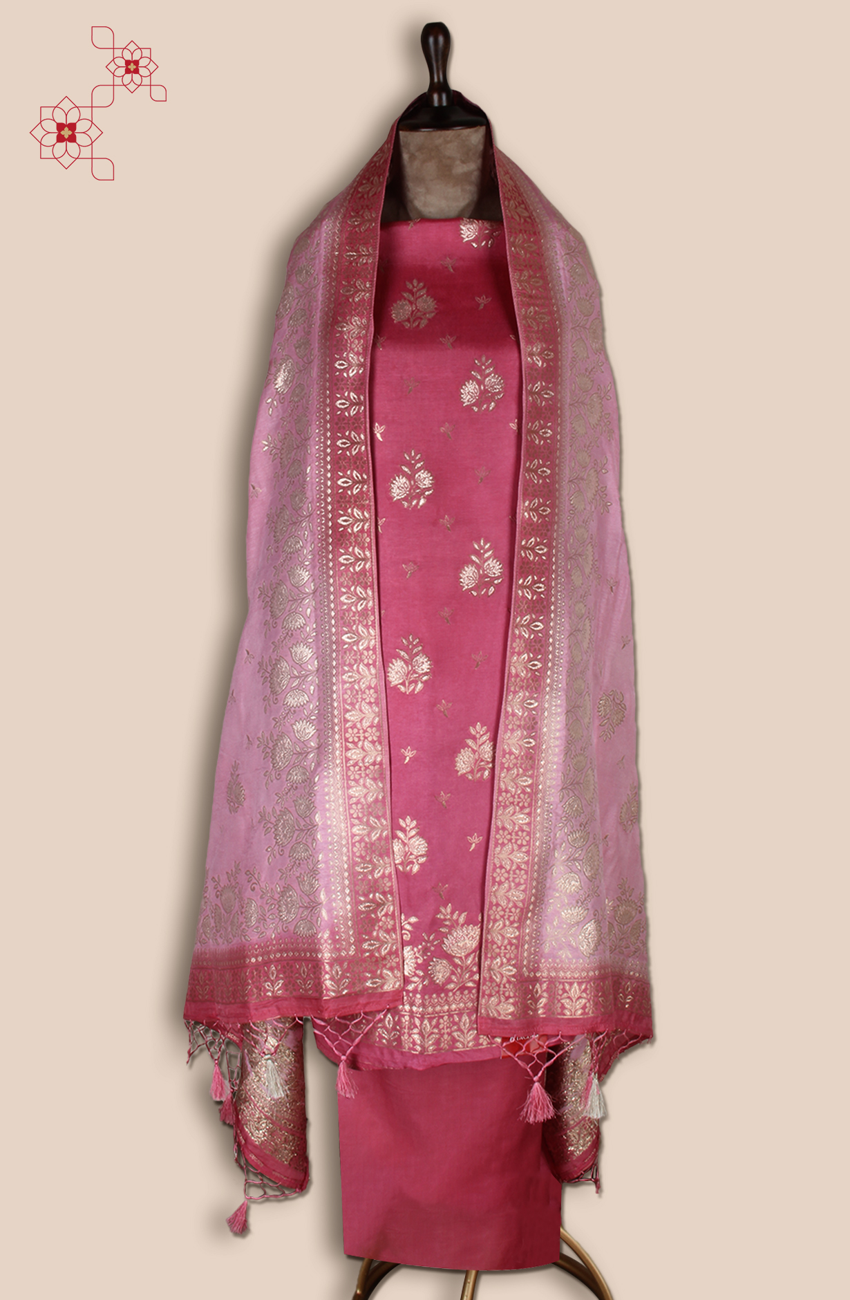 Pink Modal Silk Unstitched Salwar Suit - EMP287021F