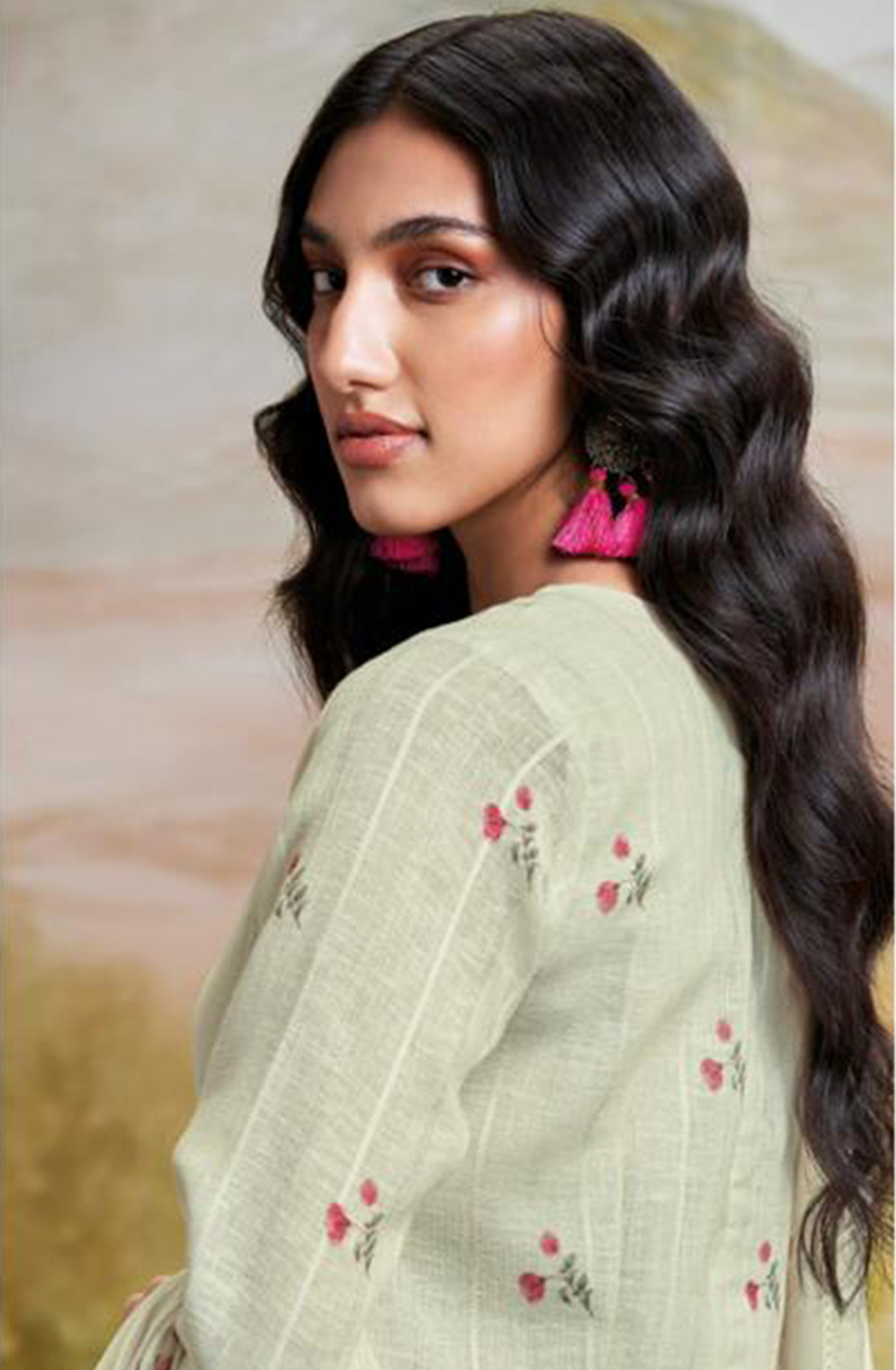 Printed Cotton Suit Set with Chiffon Dupatta - ESHS2743C