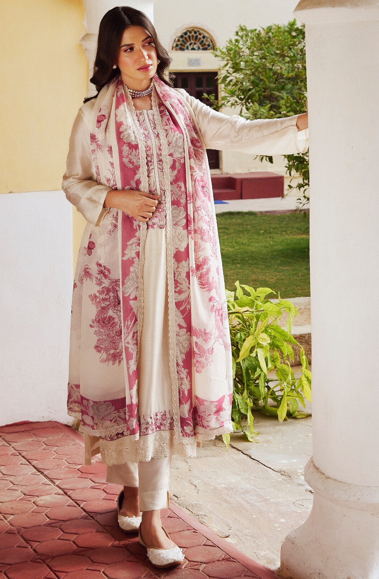 Pure Muslin Salwaar Kameez with Organza Dupatta - FAN2203A