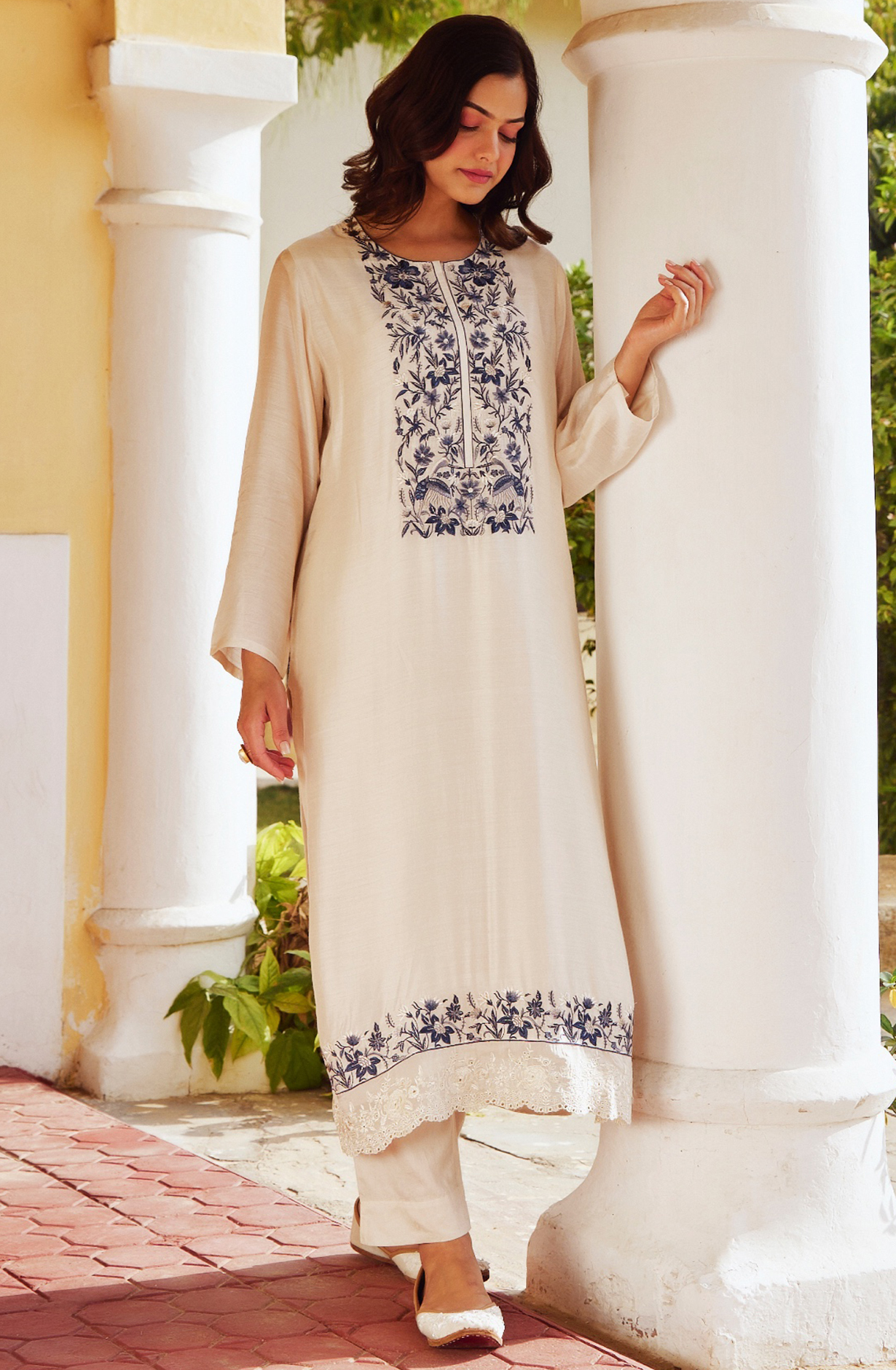 Pure Muslin Salwaar Kameez with Organza Dupatta - FAN2203B