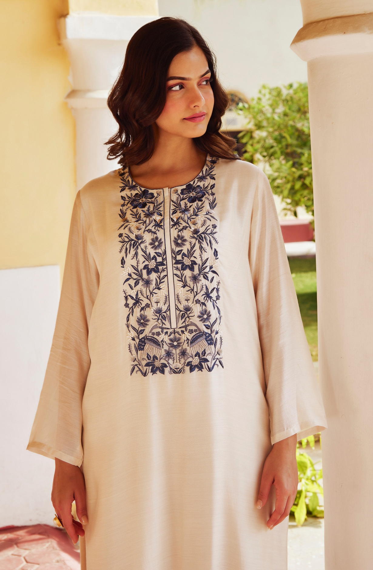 Pure Muslin Salwaar Kameez with Organza Dupatta - FAN2203B