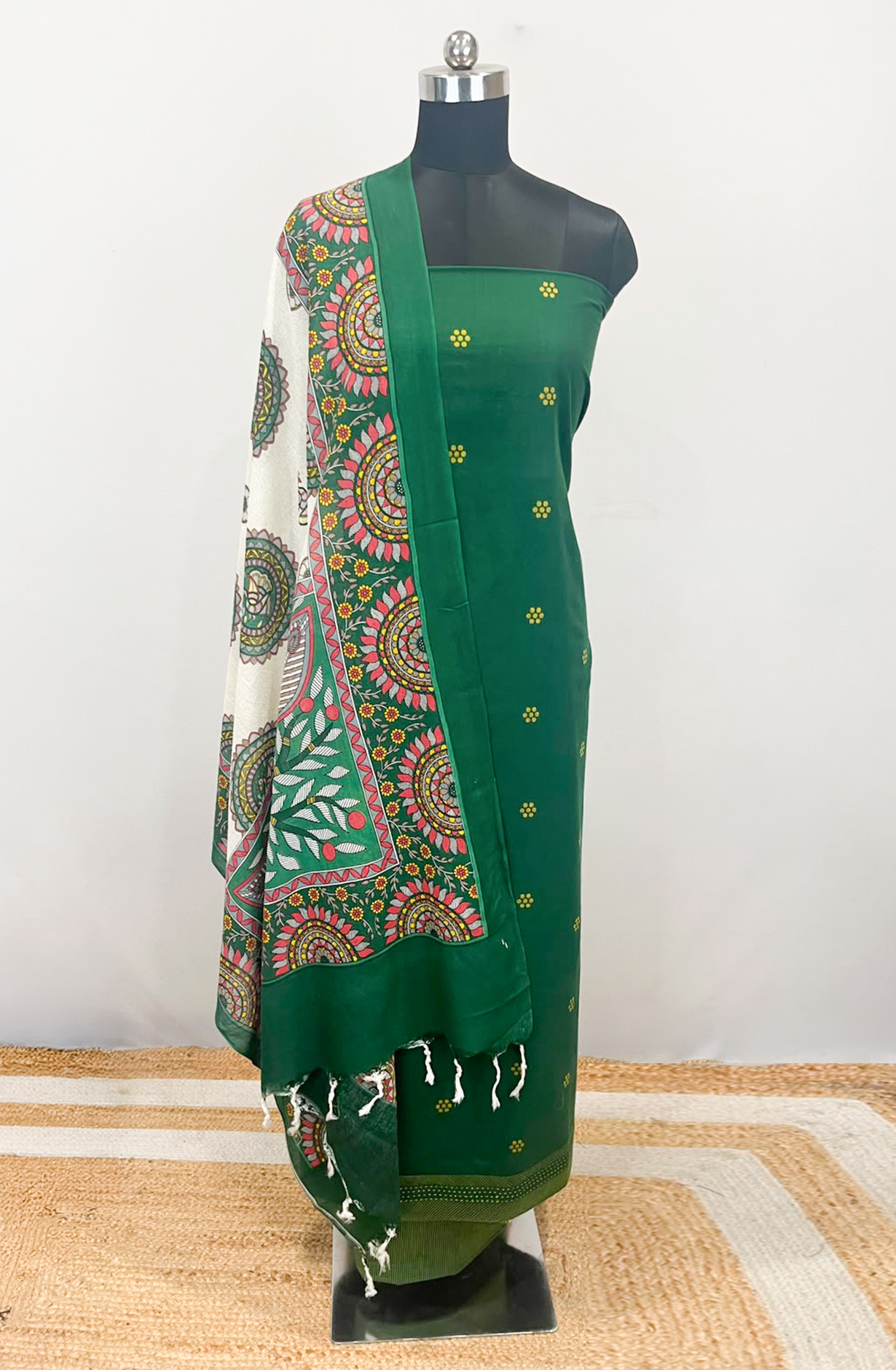 Bottle Green Cotton Beautiful Suit Set with Beautiful Dupatta - 1027-CHAWAA-17A