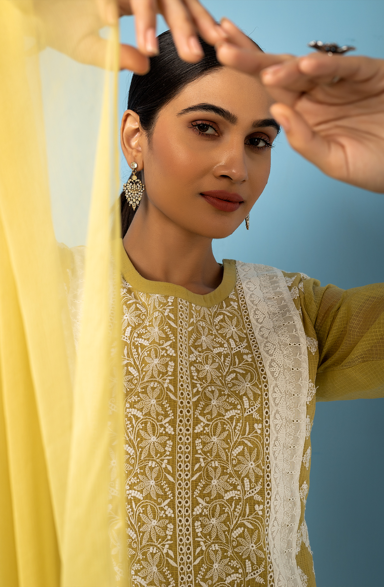 Mehndi Kota Exclusive Chikankari Embroidered Suit with Chiffon Dupatta - FEY1924A