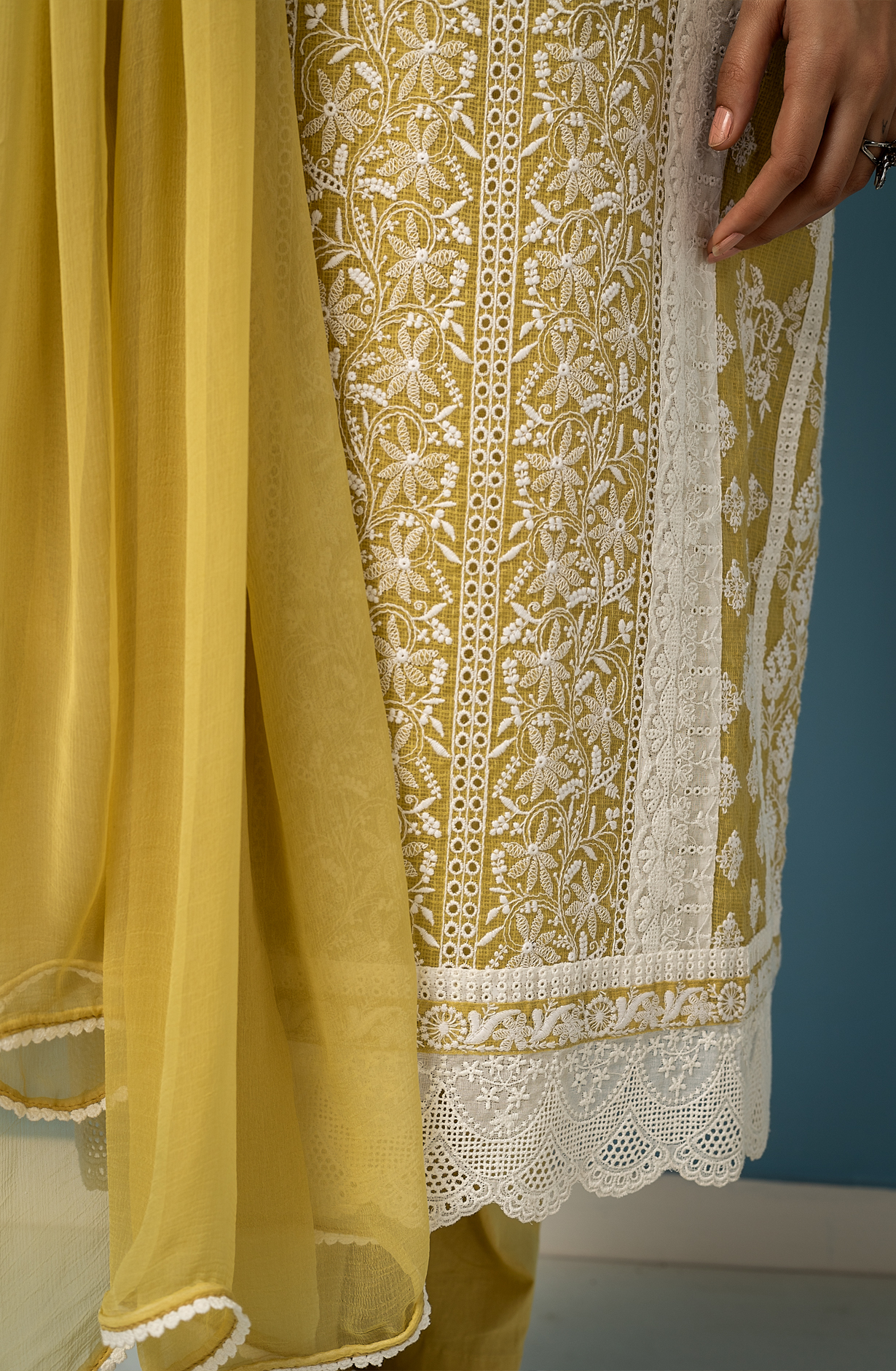 Mehndi Kota Exclusive Chikankari Embroidered Suit with Chiffon Dupatta - FEY1924A