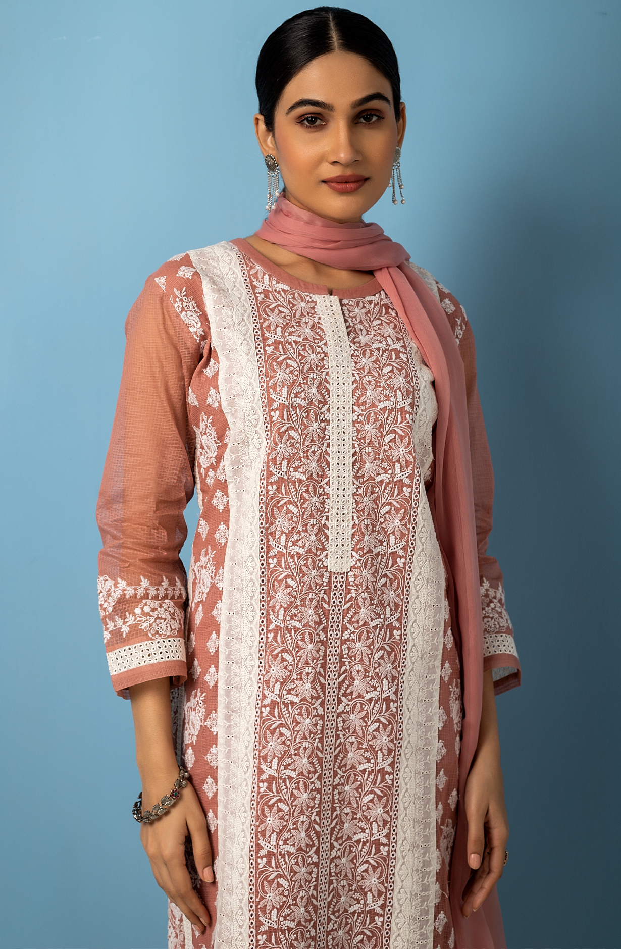 Mauve Kota Exclusive Chikankari Embroidered Suit with Chiffon Dupatta - FEY1924C