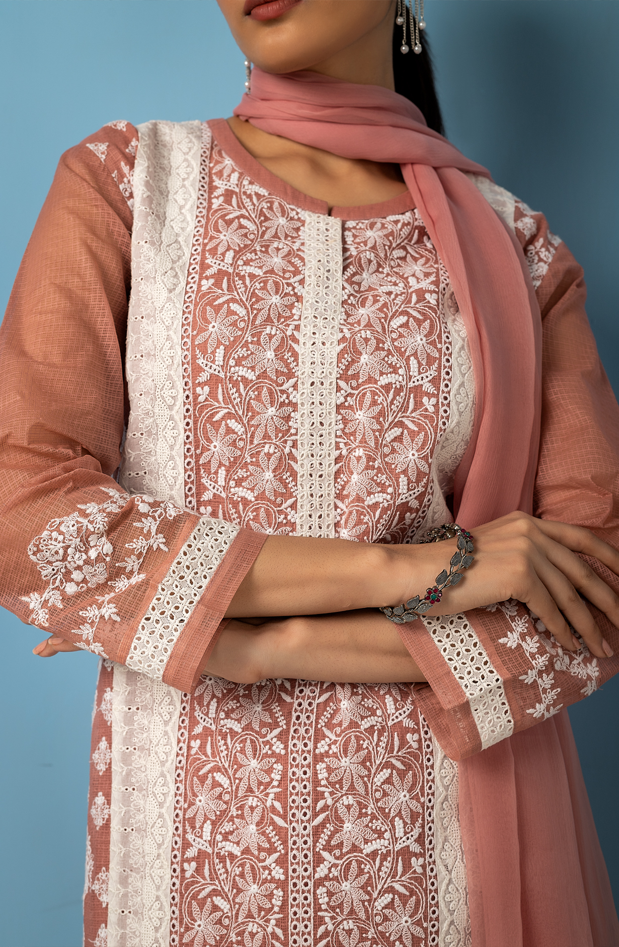 Mauve Kota Exclusive Chikankari Embroidered Suit with Chiffon Dupatta - FEY1924C