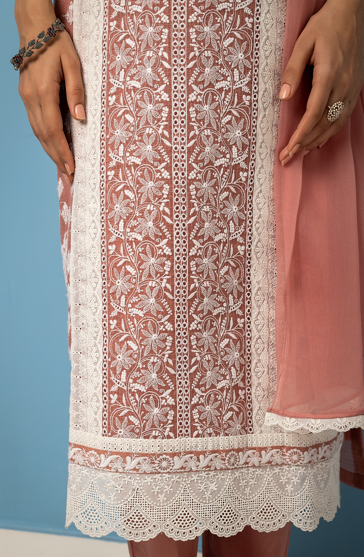 Mauve Kota Exclusive Chikankari Embroidered Suit with Chiffon Dupatta - FEY1924C