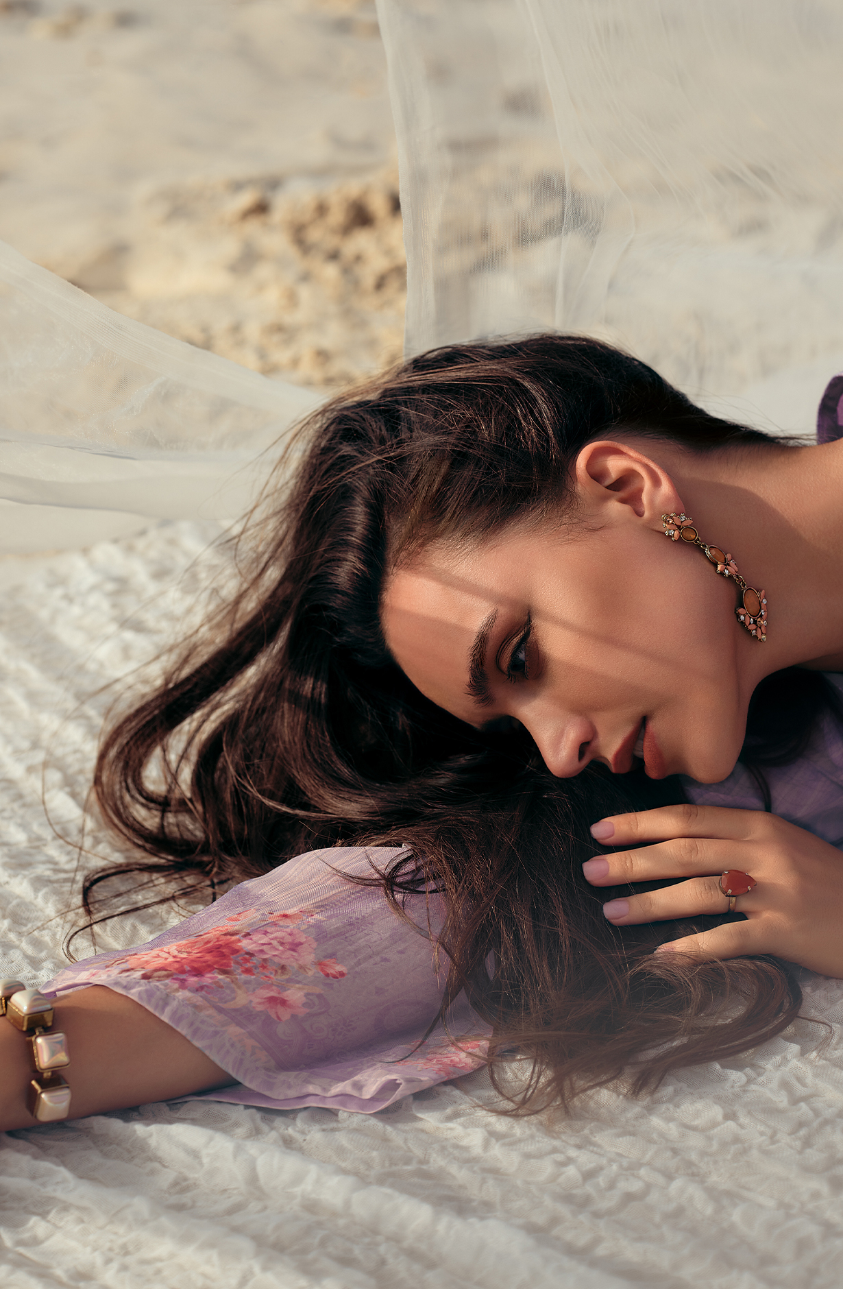 Lavender Pure Cotton Beautiful Digital Printed Handwork Unstitched Suit with Trendy Dupatta - FIE02