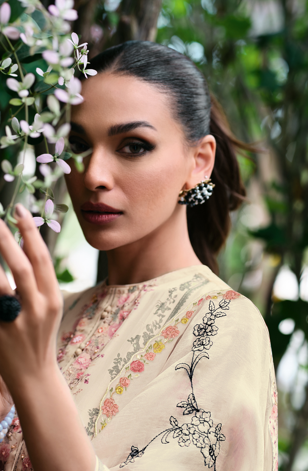 Cream Pure Cotton Beautiful Digital Printed Handwork Unstitched Suit with Trendy Dupatta - FIE04