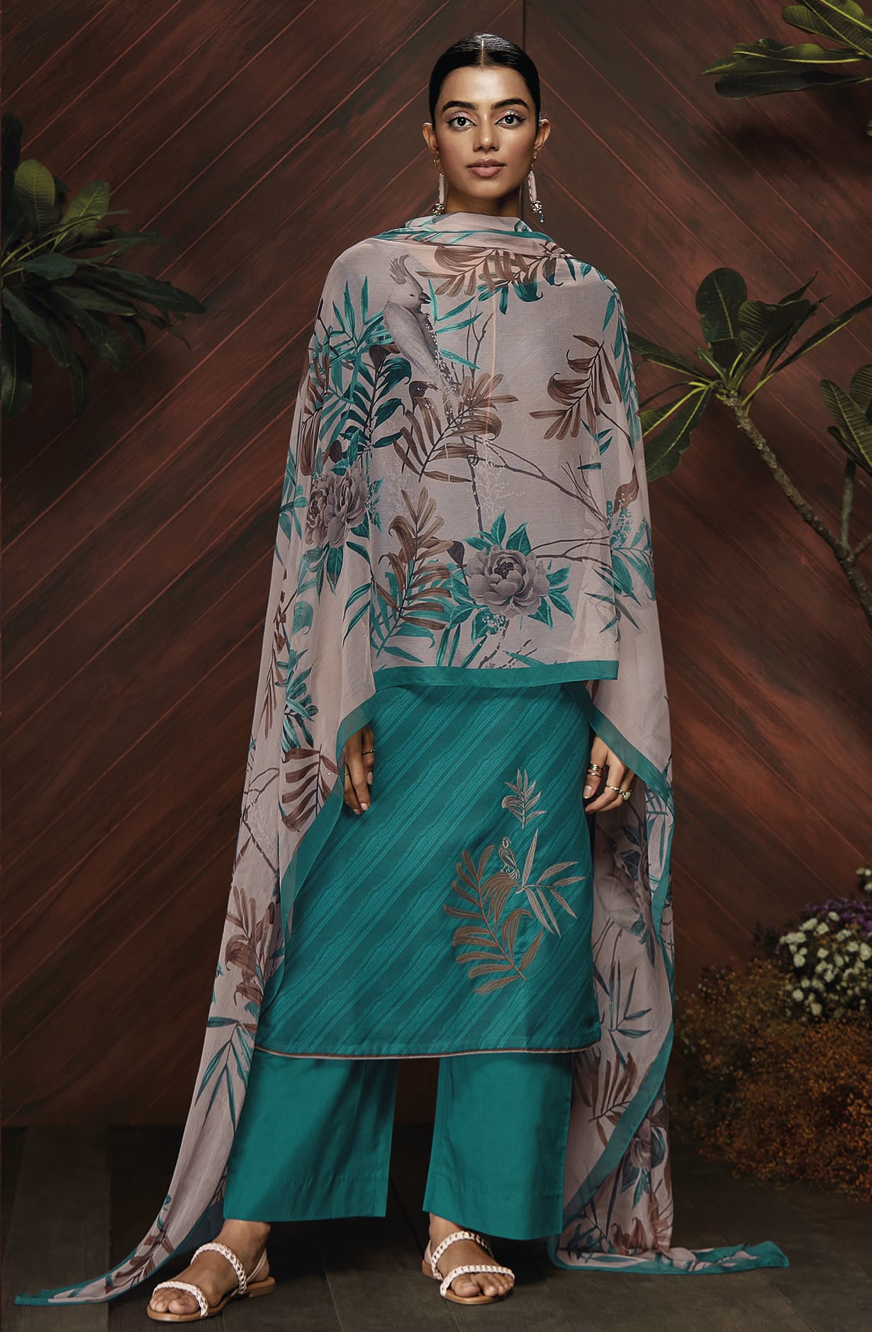 Firozi Spun Winterwear Printed Unstitched Salwar Kameez - ANAS1144D