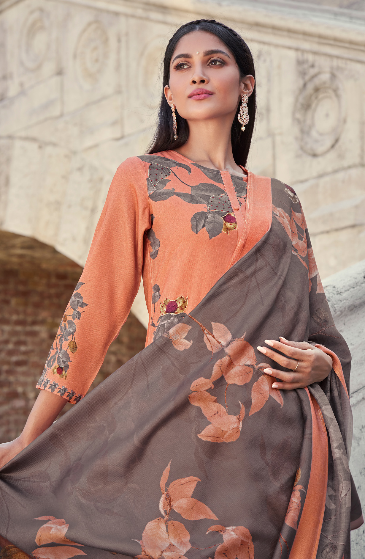 Orange Cotton Lawn Digital Printed Salwar Kameez - FIT4520