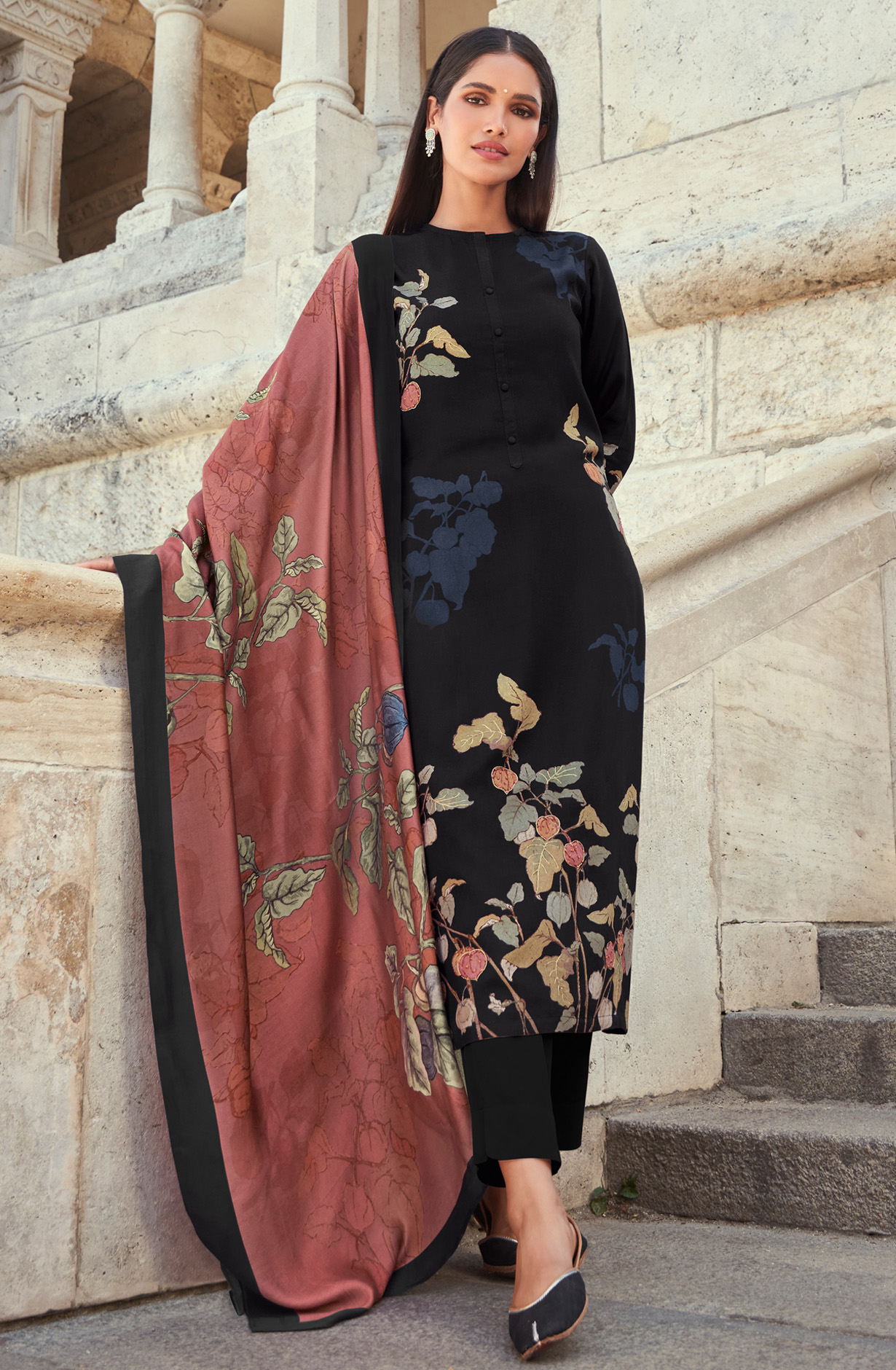 Black Cotton Lawn Digital Printed Salwar Suit - FIT4556