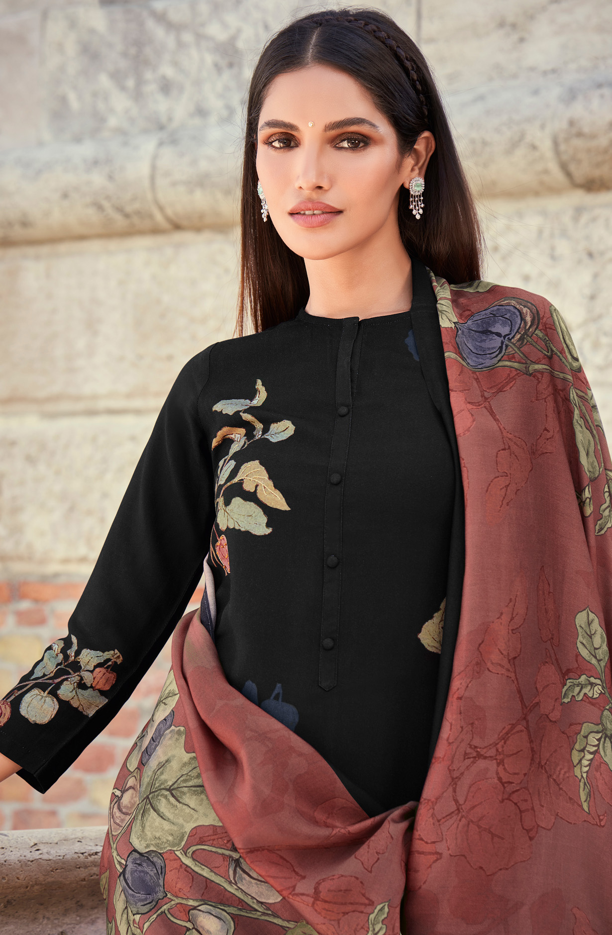Black Cotton Lawn Digital Printed Salwar Suit - FIT4556