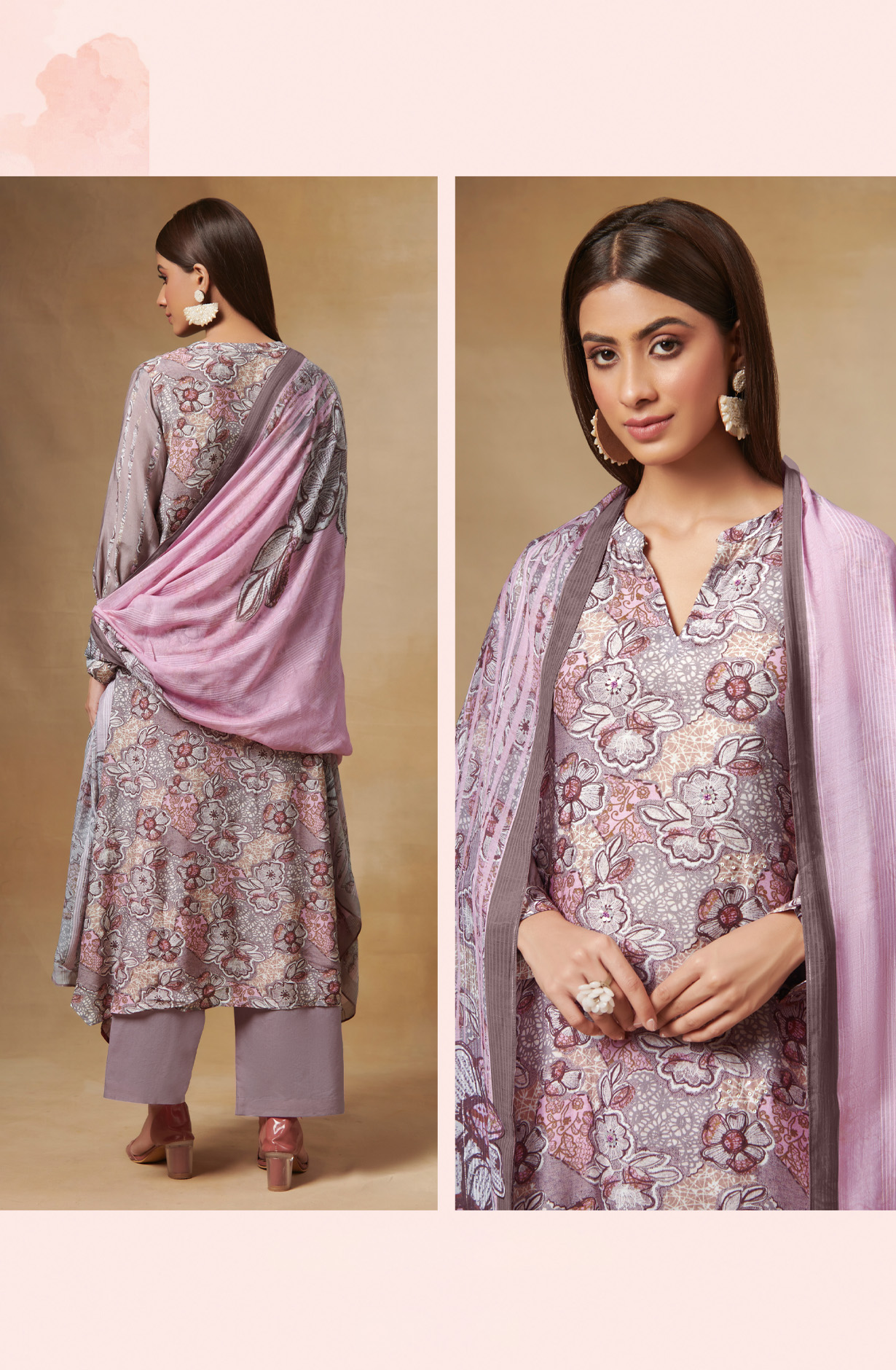 Multi-coloured Beautiful Muslin Salwar Kameez - FLA565A