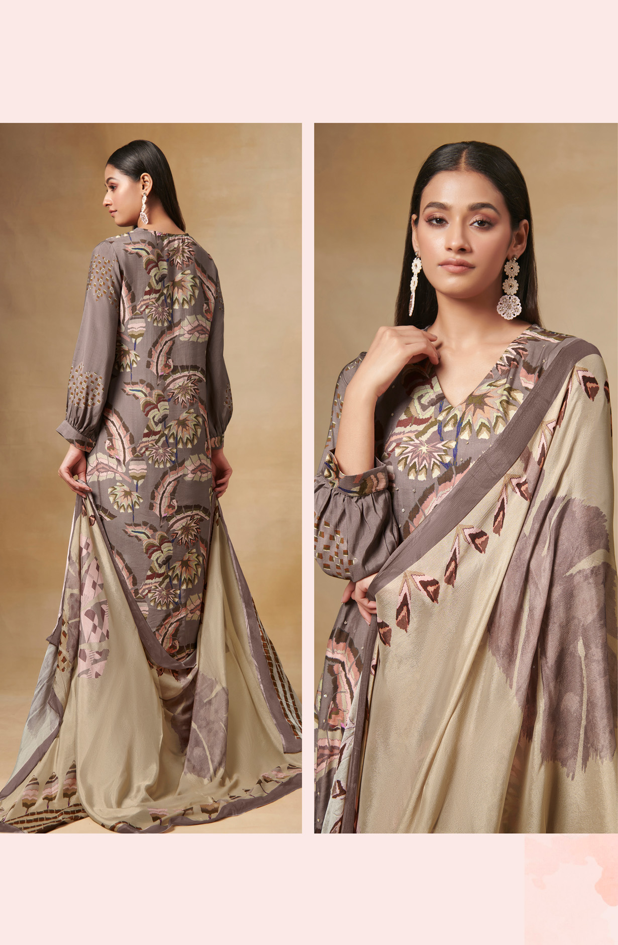 Multi and Brown Beautiful Muslin Salwar Kameez - FLA575B