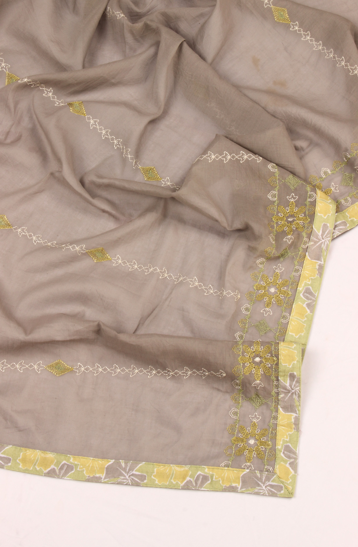 Parrot Green Cotton Lawn Unstitched Salwar Kameez with Dupatta - FLO318