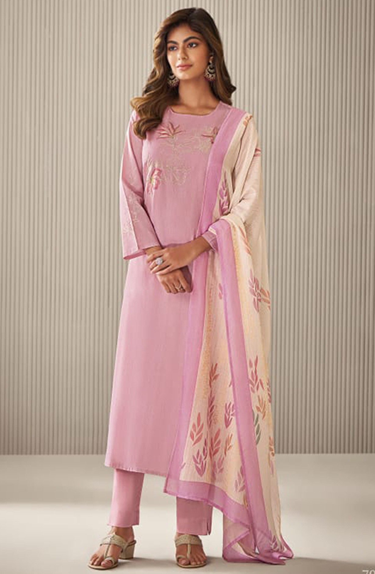 Mauve Cotton Suit with Muslin Dupatta - FRI7061D