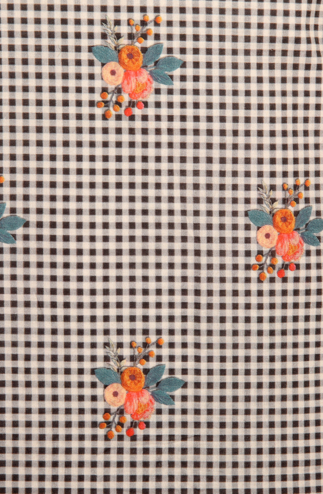 Black and Beige Cotton Digital Printed Salwar Suit with Chiffon Dupatta - GAN893