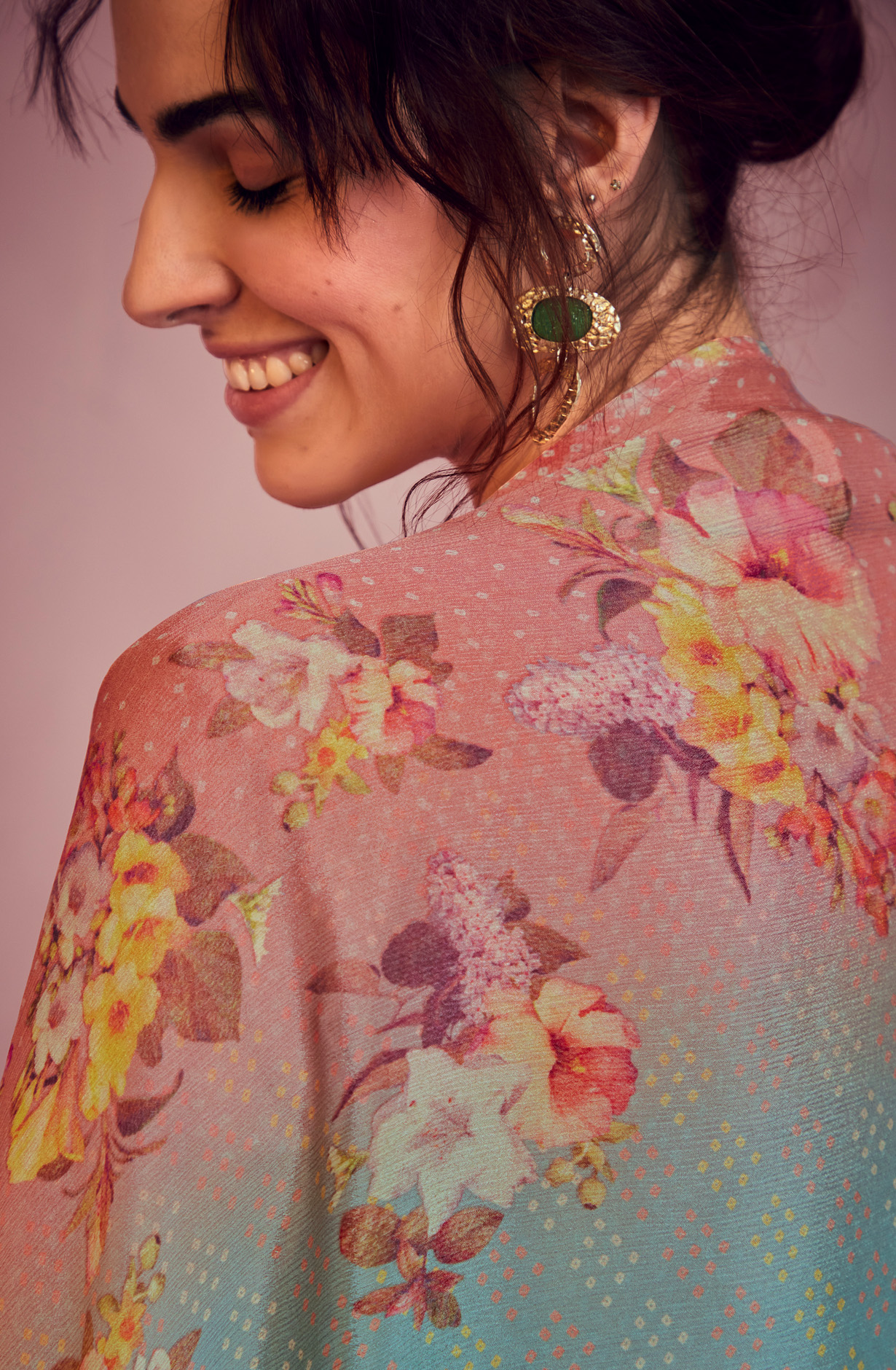 Peach Cotton Beautiful Bandhej Print with Embroidery Salwar Suit - GAR9113