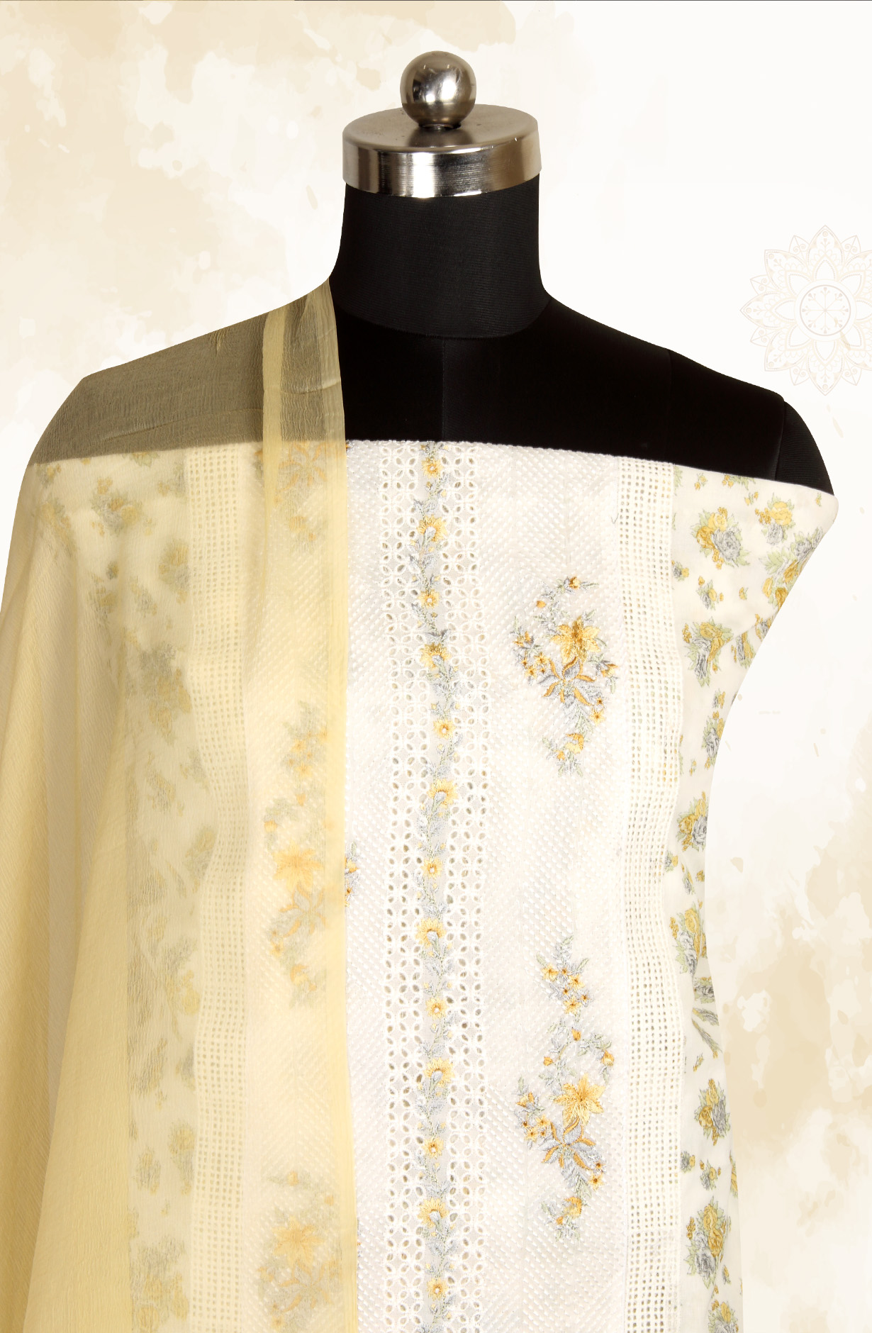 Multi-coloured Pure Cotton Digital Printed Salwar Kameez with Chiffon Dupatta - GARNPJ3030A