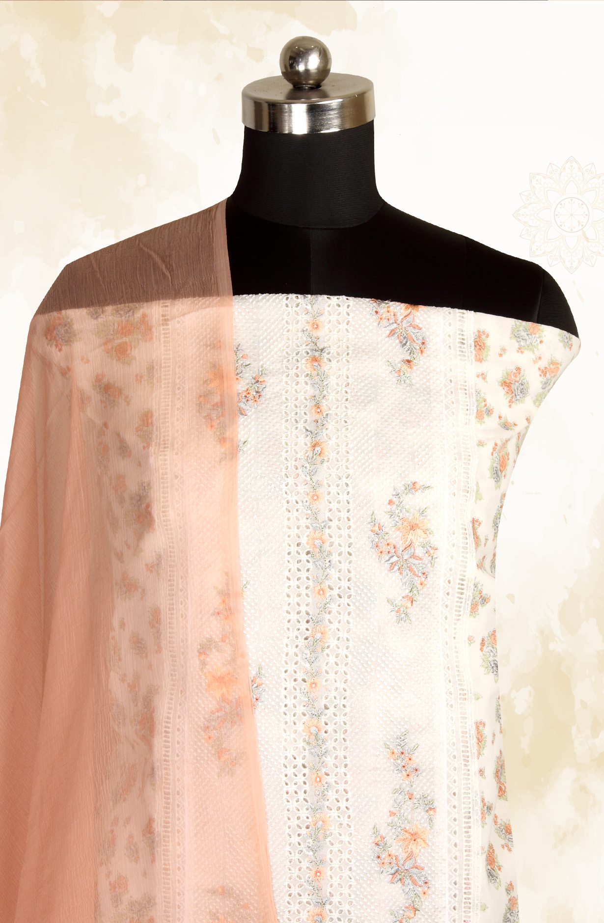 Multi-coloured Pure Cotton Digital Printed Salwar Kameez with Chiffon Dupatta - GARNPJ3030B