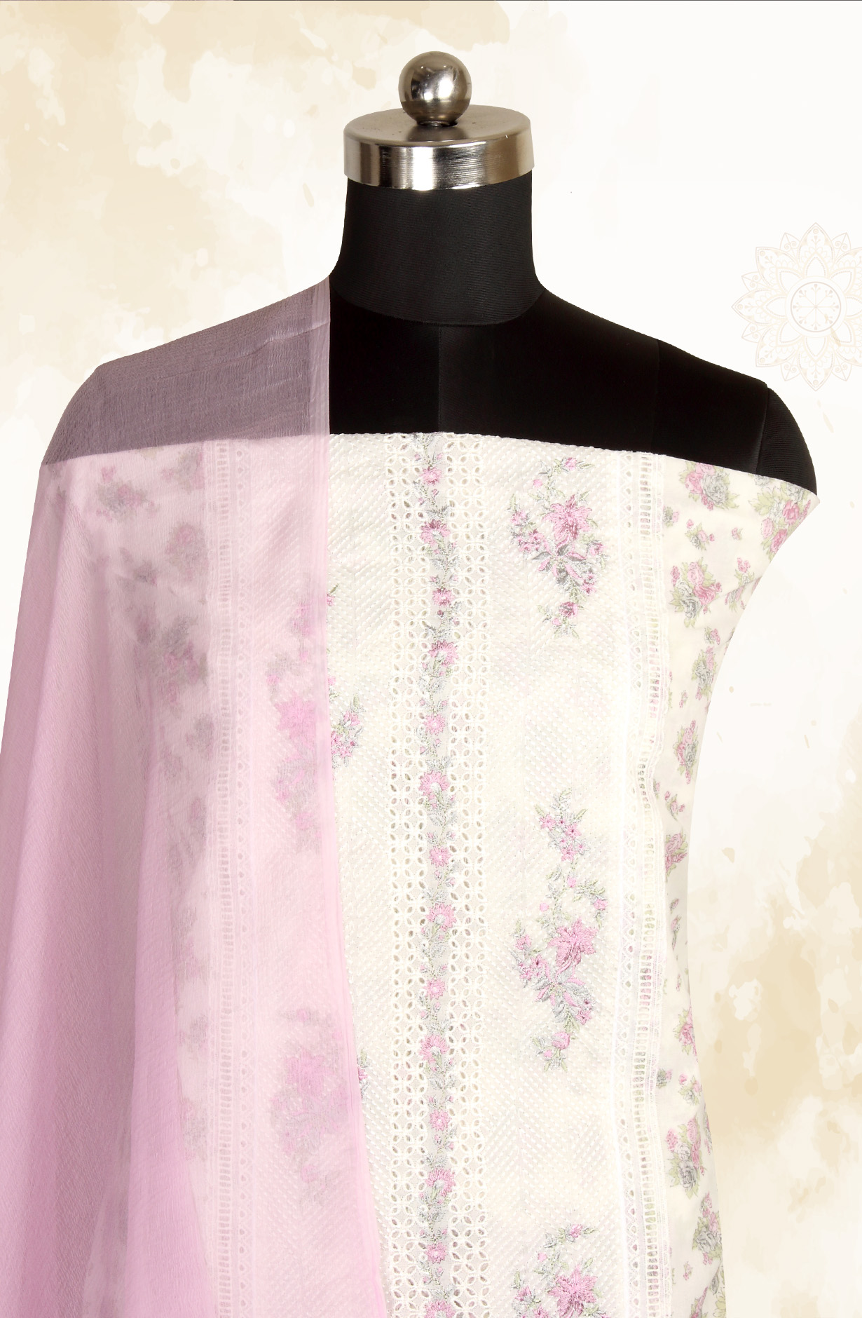 Multi-coloured Pure Cotton Digital Printed Salwar Kameez with Chiffon Dupatta - GARNPJ3030D