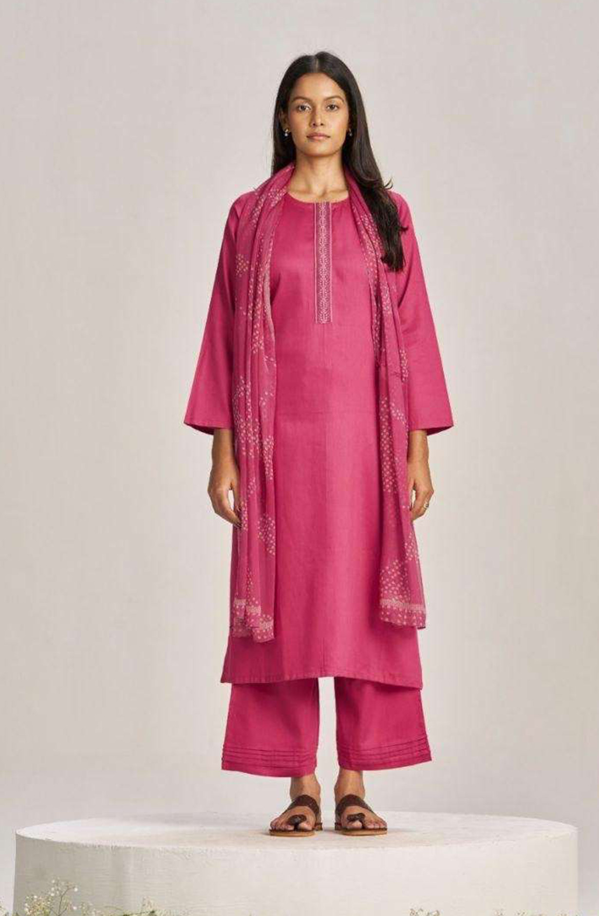 Pink Premium Pure Cotton Satin Unstitched Suit Set with Beautiful Dupatta - GAUS4884B