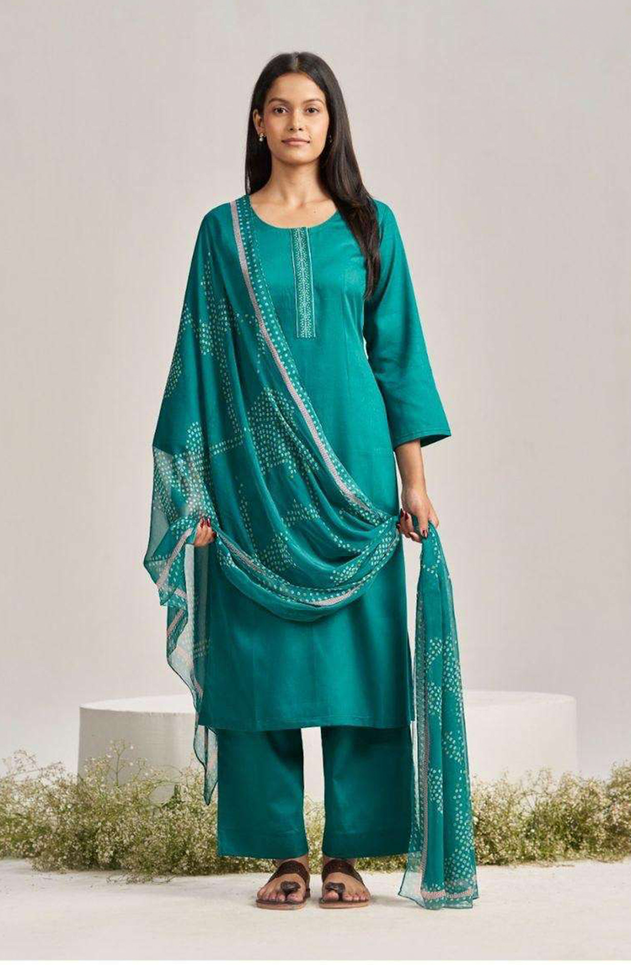 Firozee Premium Pure Cotton Satin Unstitched Suit Set with Beautiful Dupatta - GAUS4884D