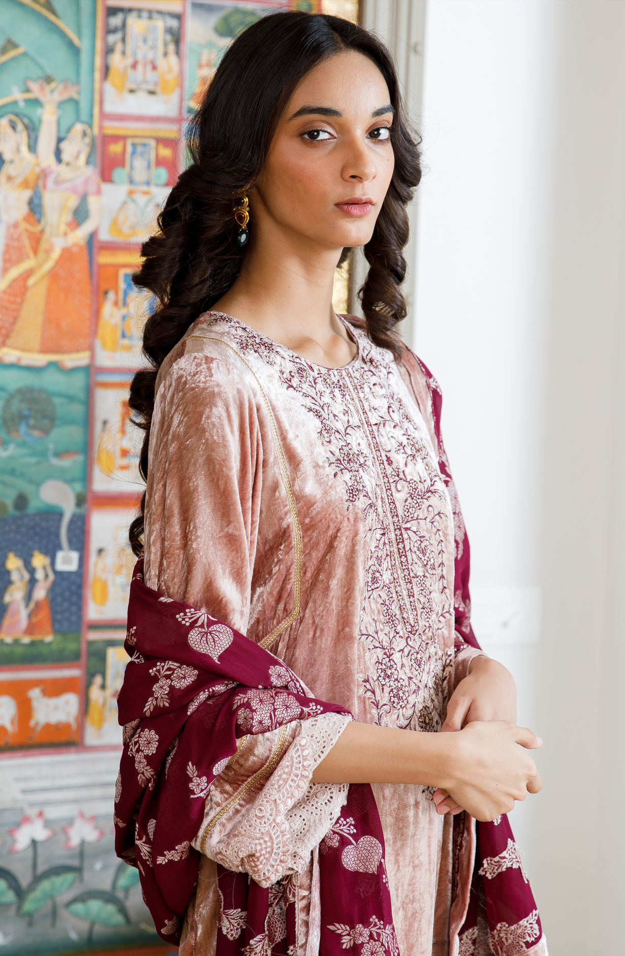 Fawn Beautiful Pure Velvet Unstitched Salwar Kameez - GIL2009A