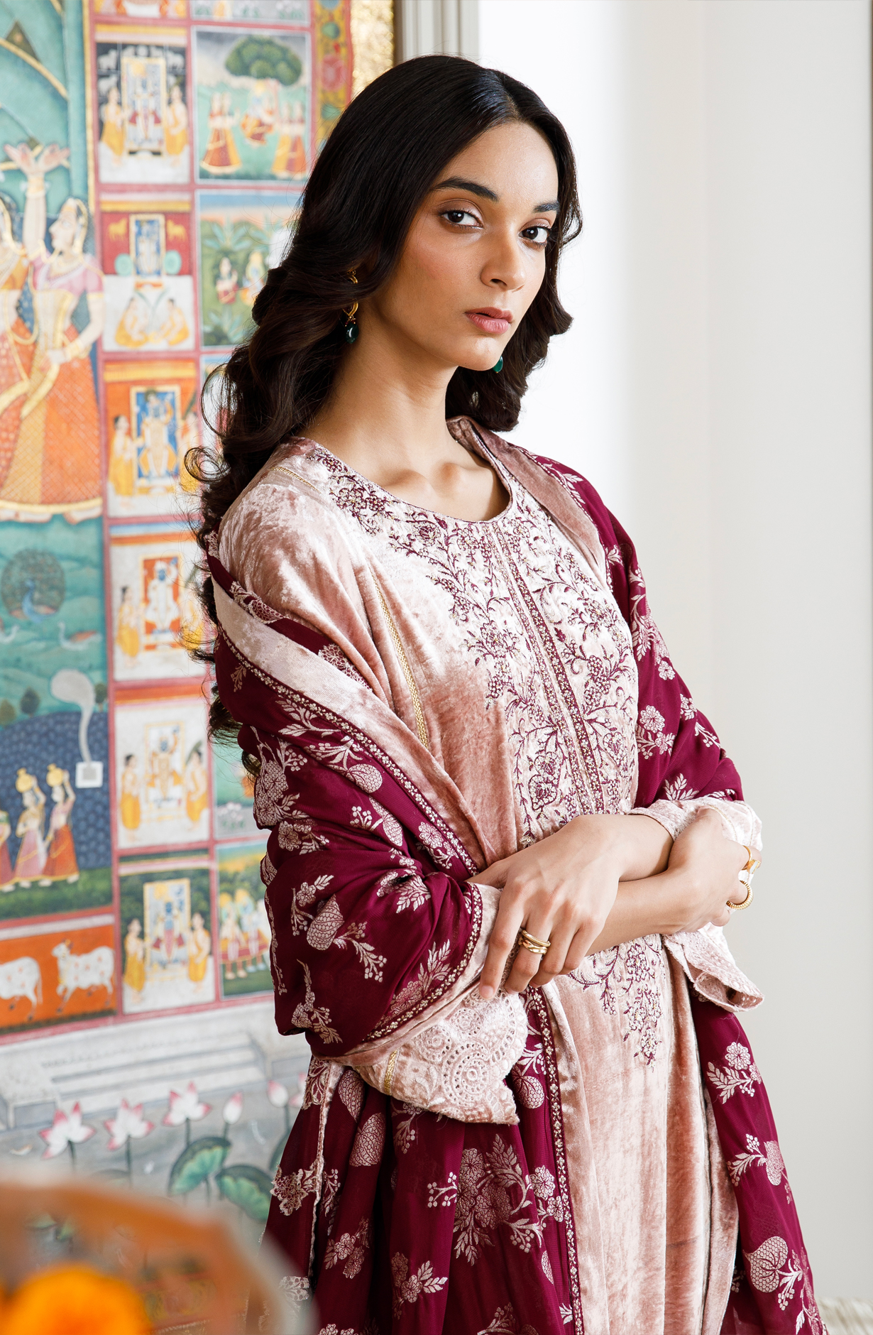 Fawn Beautiful Pure Velvet Unstitched Salwar Kameez - GIL2009A