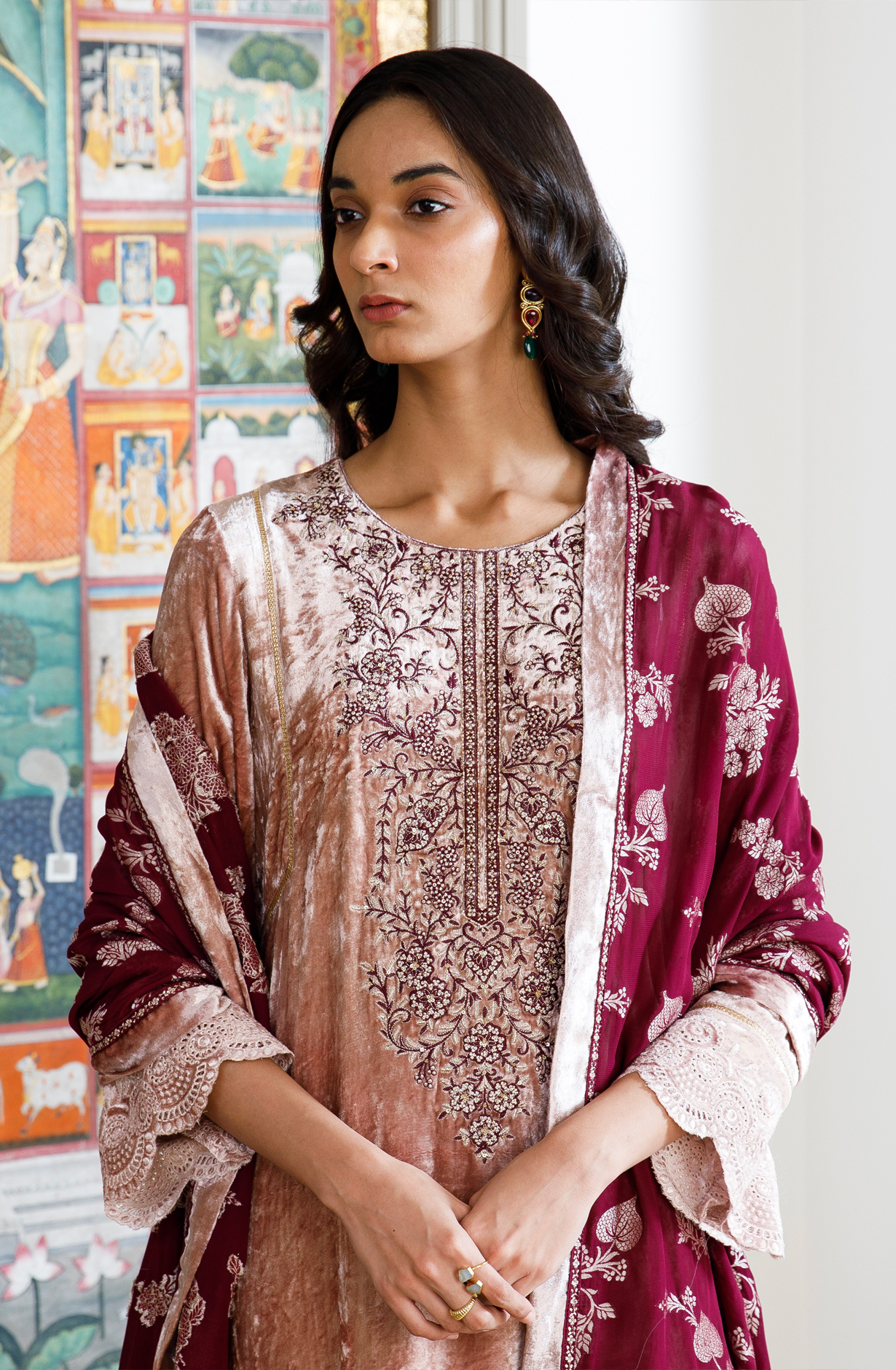 Fawn Beautiful Pure Velvet Unstitched Salwar Kameez - GIL2009A