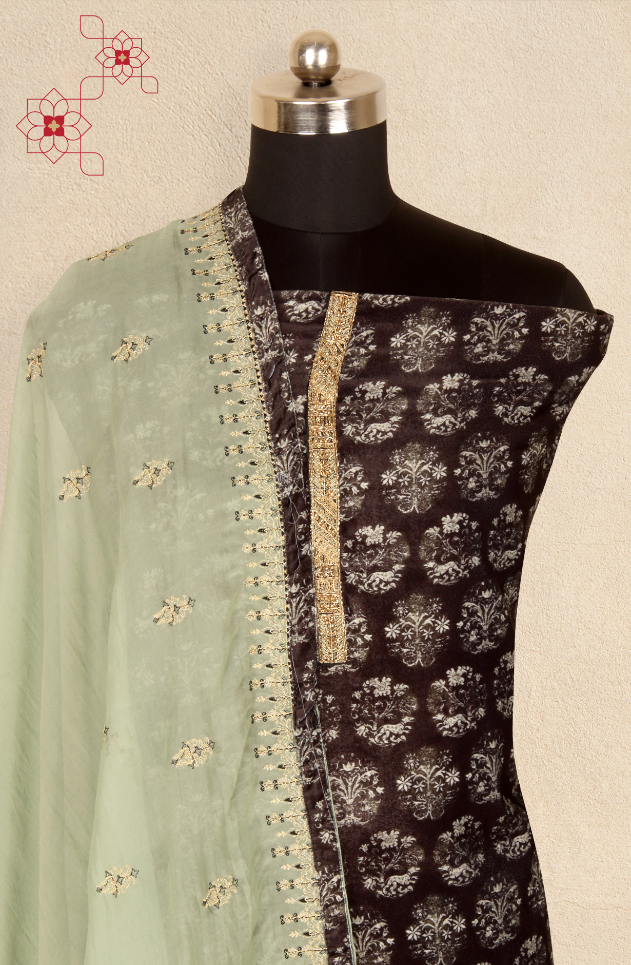 Black Velvet Winter Wear Unstitched Salwar Kameez - GIR8744A