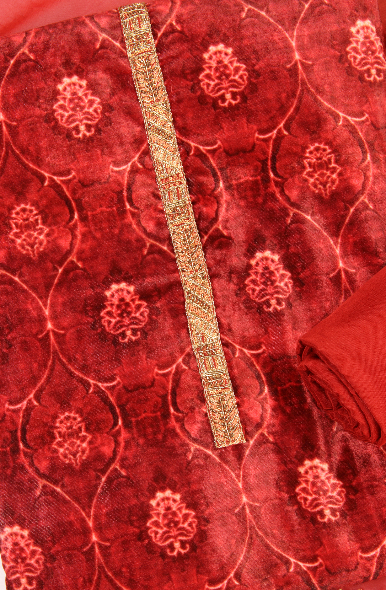 Rust Velvet Winter Wear Unstitched Salwar Kameez - GIR8744B