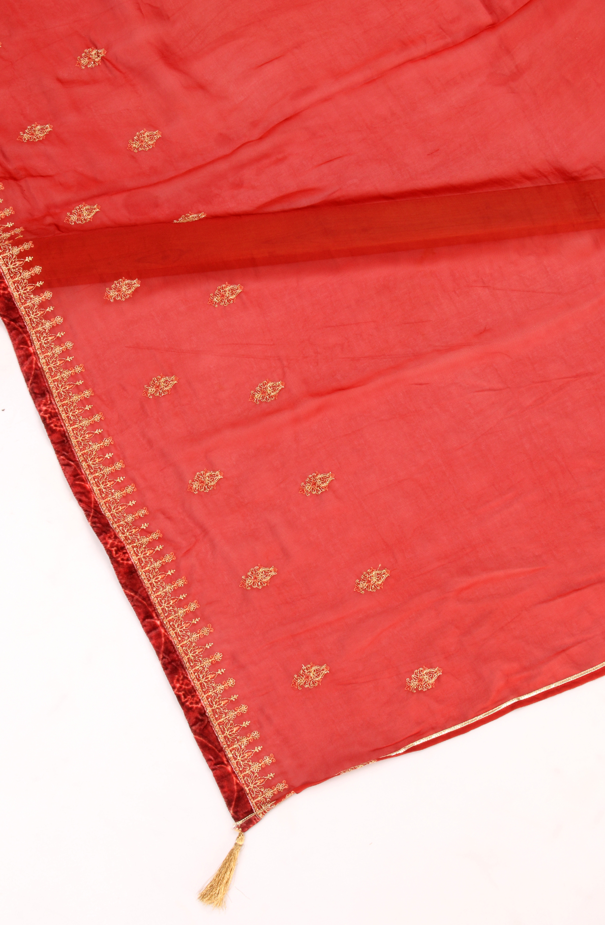 Rust Velvet Winter Wear Unstitched Salwar Kameez - GIR8744B