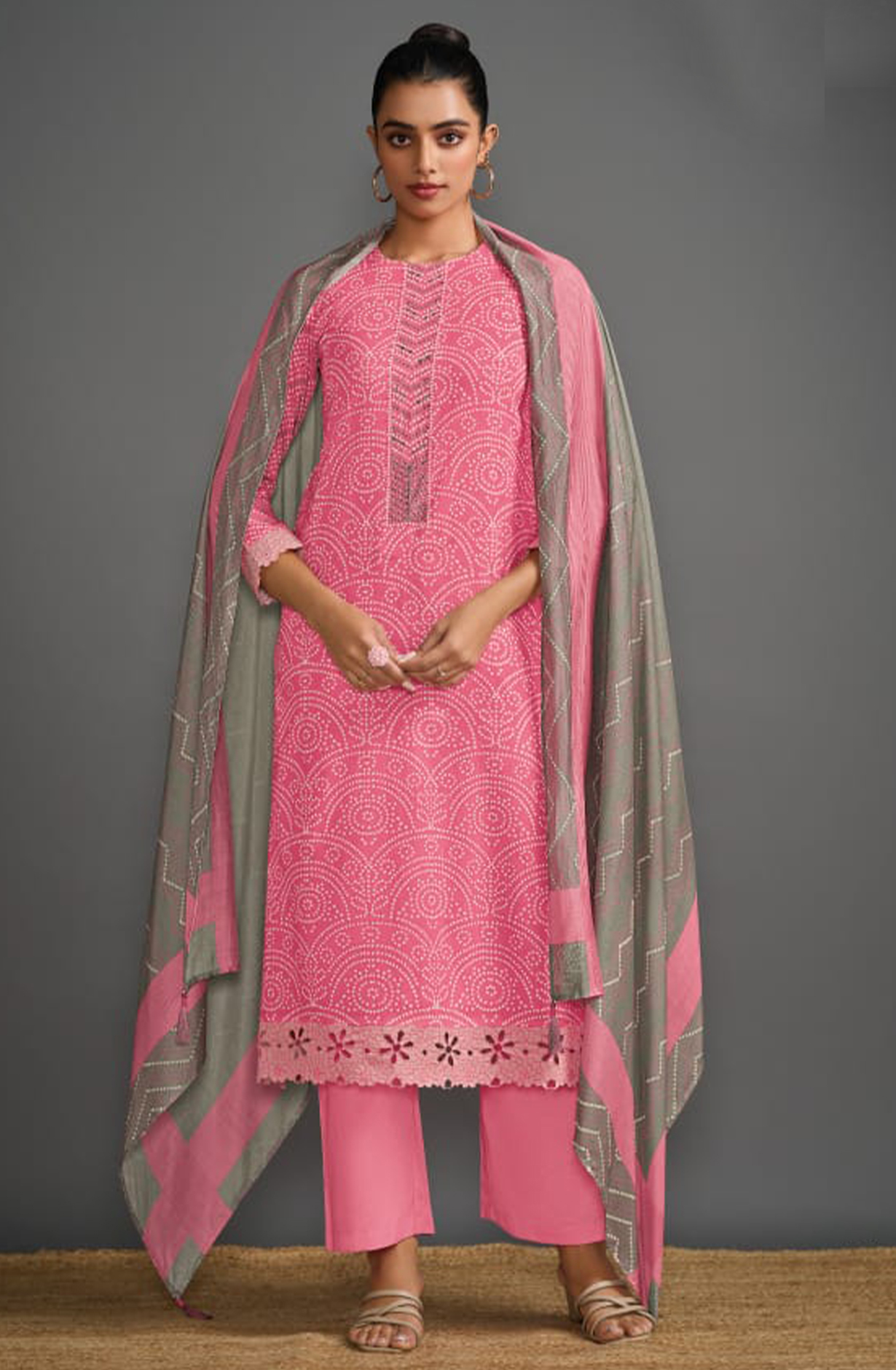 Pink Cotton Lawn Printed Cotton Embroidered Suit with Dupatta - GLA7421B