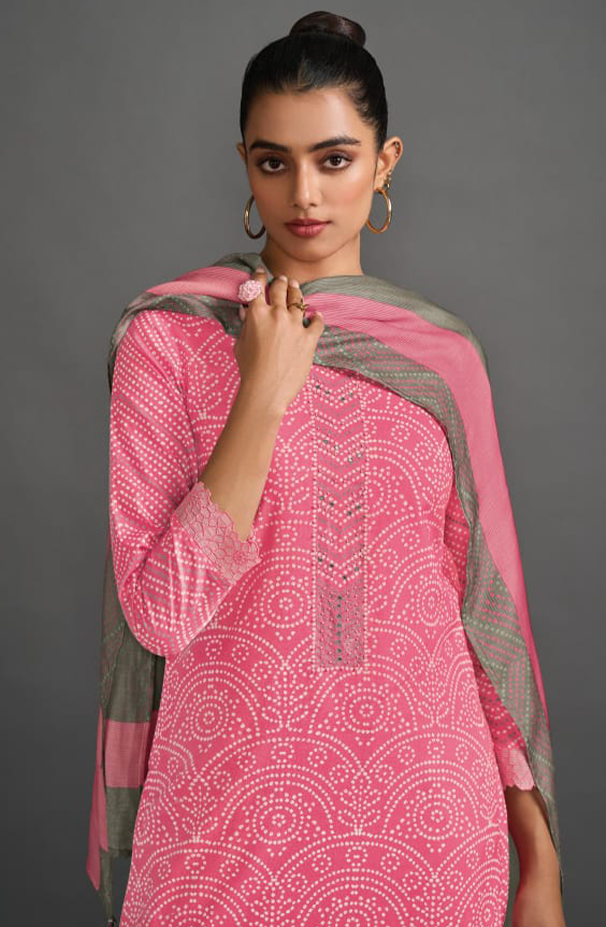 Pink Cotton Lawn Printed Cotton Embroidered Suit with Dupatta - GLA7421B