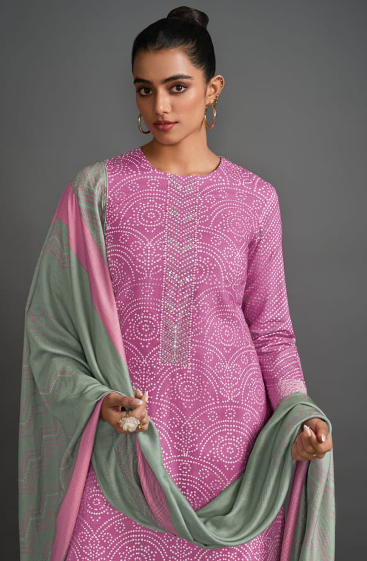 Purple Cotton Lawn Printed Cotton Embroidered Suit with Dupatta - GLA7421D