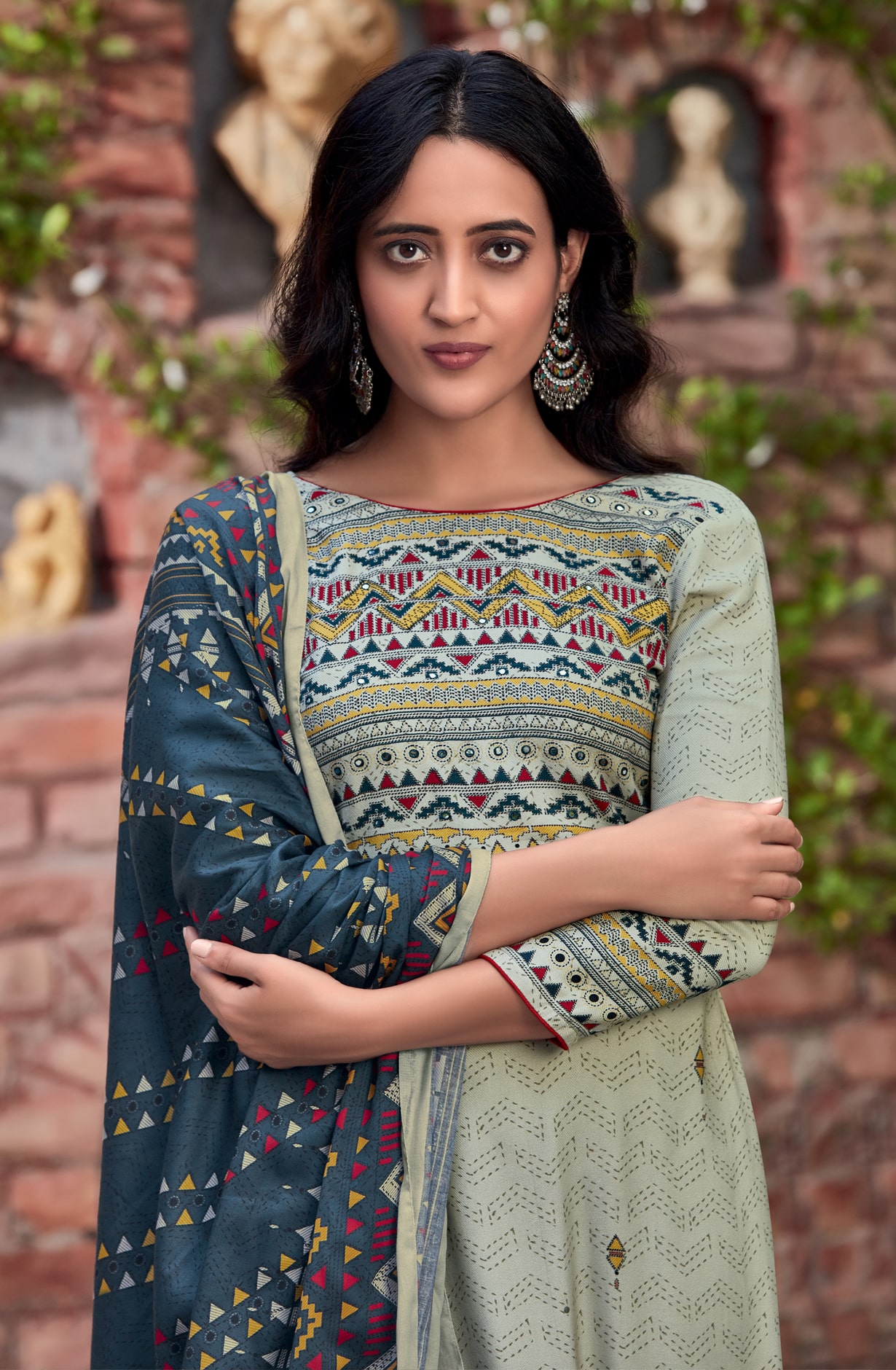 Light Green Unstitched Cotton Salwar Suit with Dupatta - GLZ953