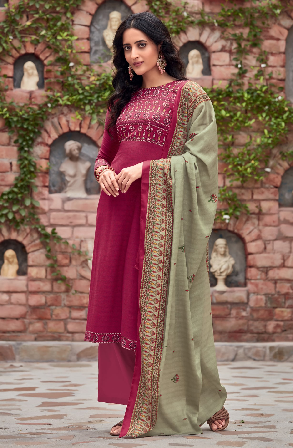 Light Green Unstitched Cotton Salwar Suit with Dupatta - GLZ970