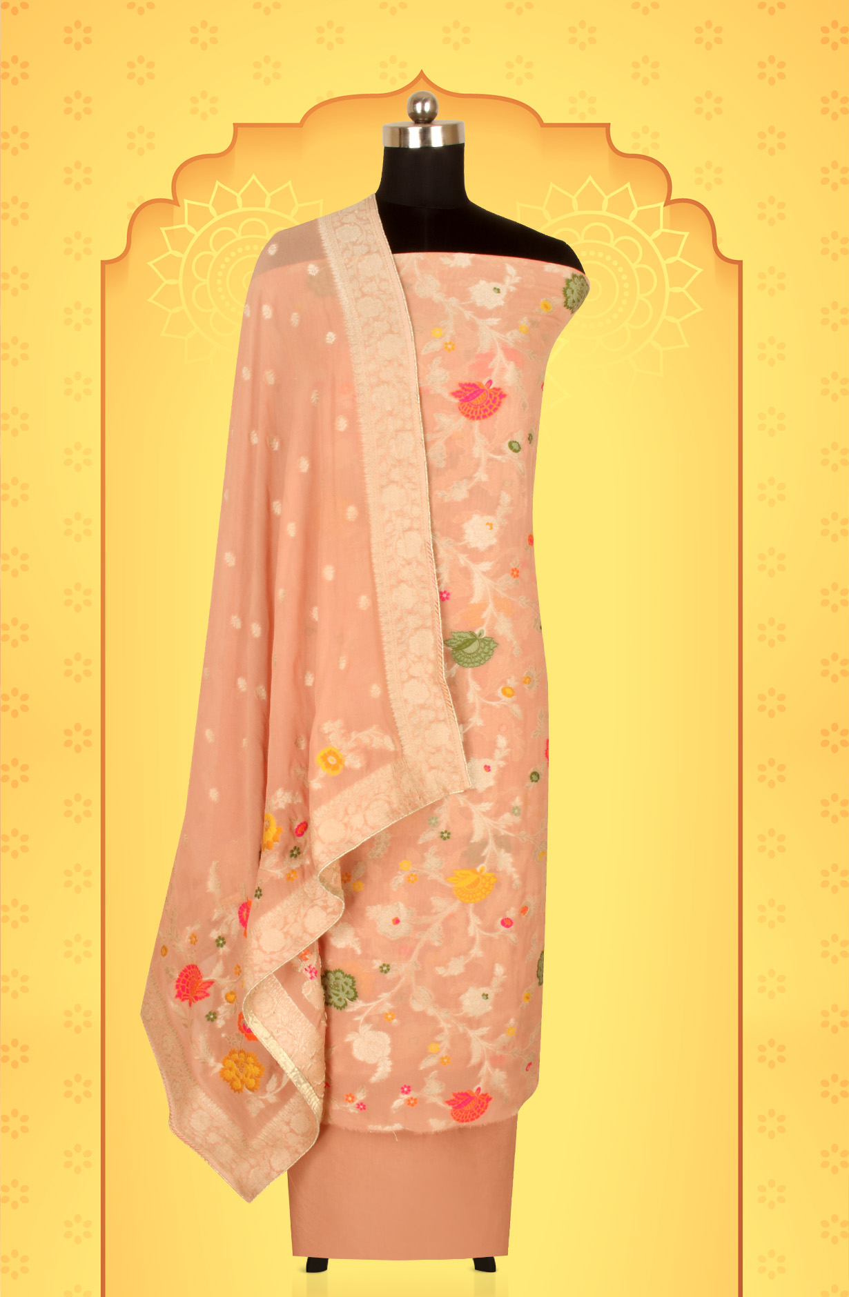 Peach Designer Georgette Festive Wear Suit with Dupatta - GM326-8NM